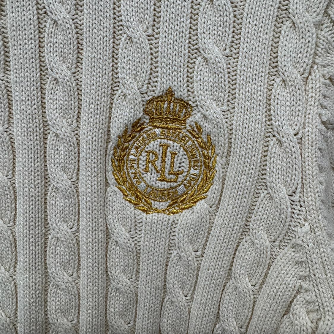 폴로 랄프로렌 아이보리 꽈배기 니트 집업 여M 상품이미지3