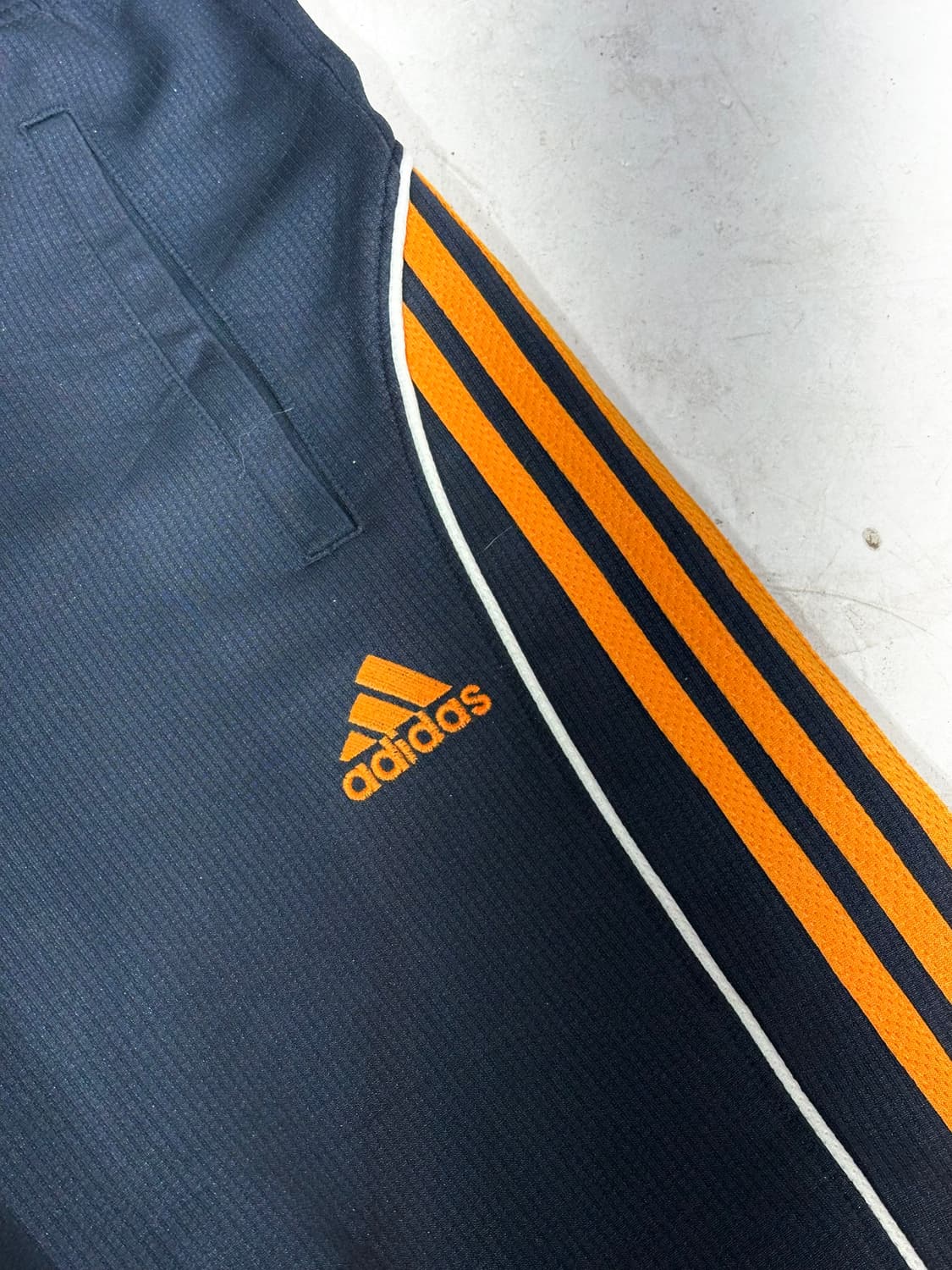 아디다스 네이비 와이드 오렌지 삼선 스몰 로고 추리닝 트레이닝 팬츠 M 상품이미지6