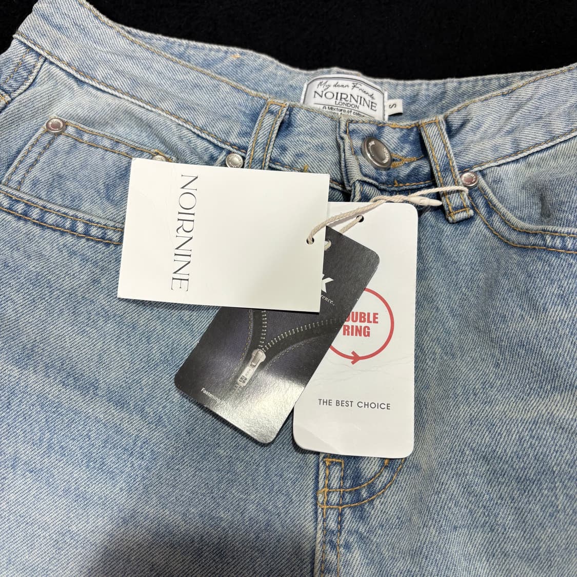 새상품 S 누아르나인 NOIRNINE 연청 커브드 데님팬츠 상품이미지4