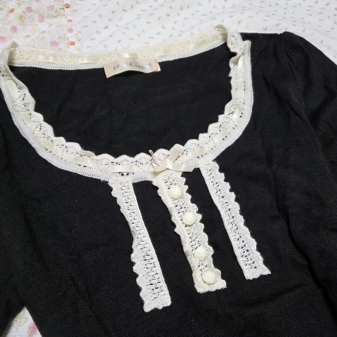 빈티지 공겜여주 고딕 블랙 레이스 리본 로걀탑 갸루일브히메갸루 상품이미지3