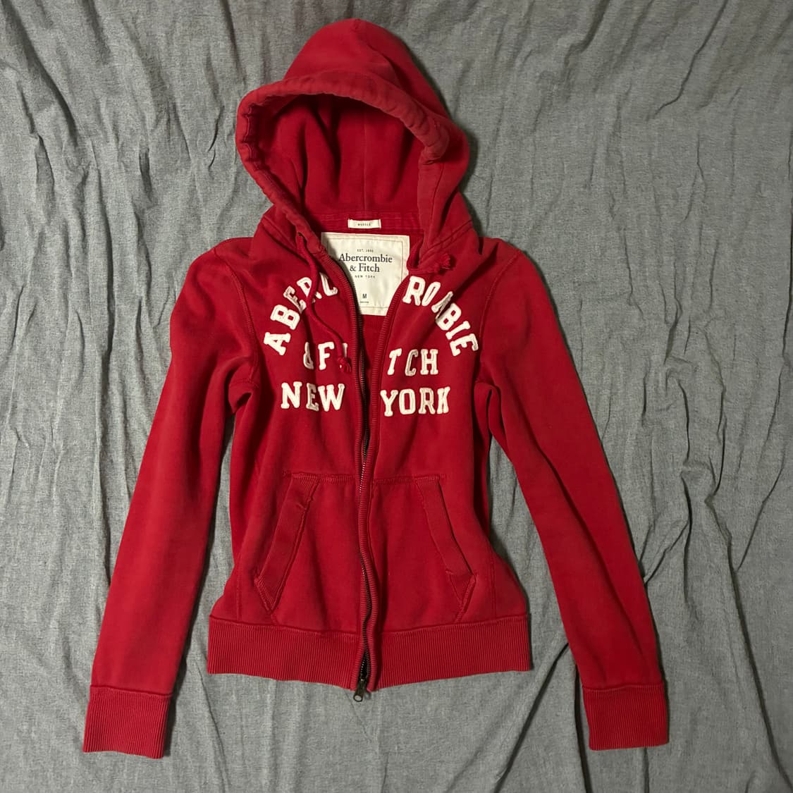 아베크롬비 레드 후드집업 M 상품이미지2