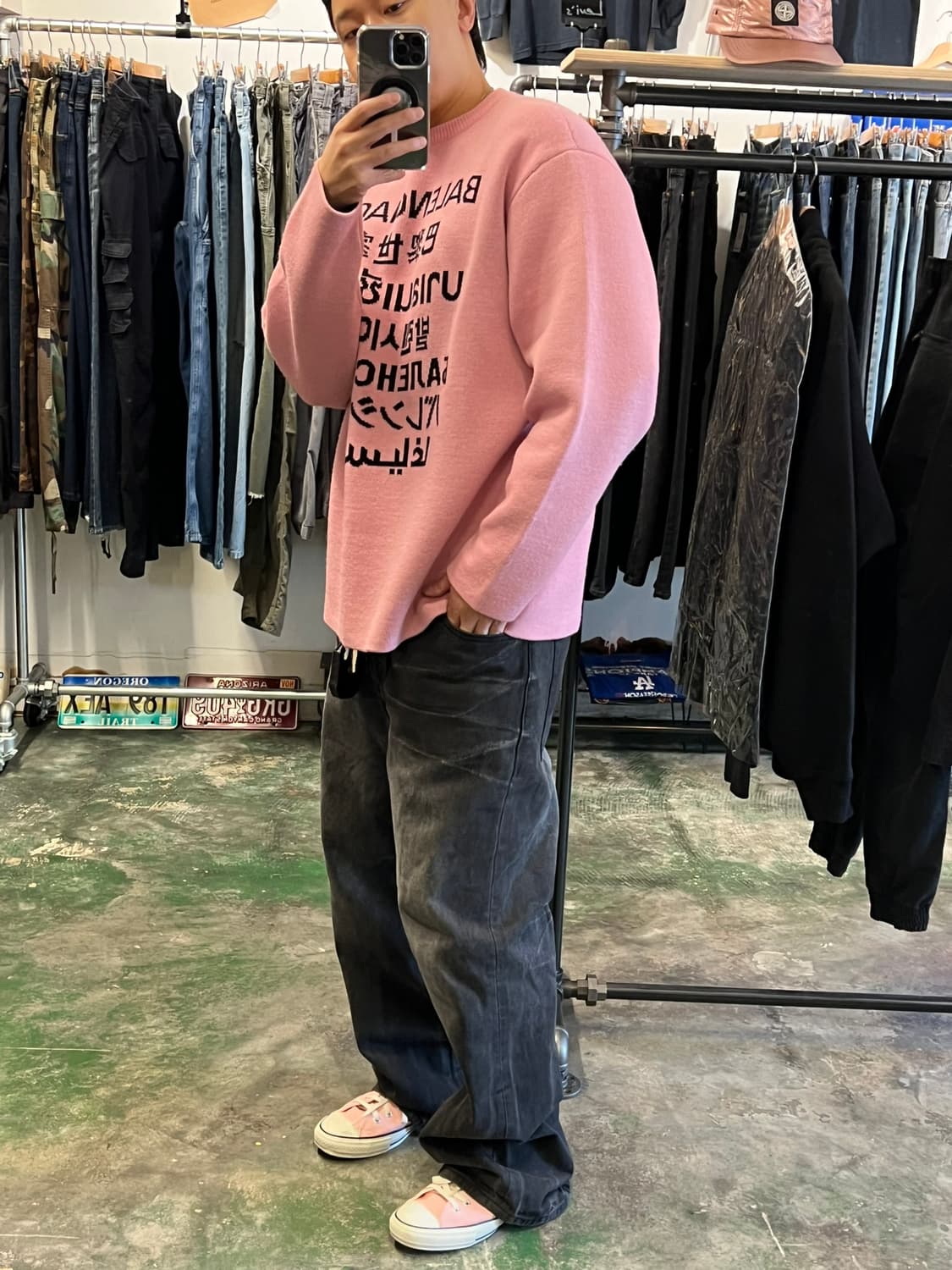 21SS [M] 발렌시아가 랭귀지스 인타르시아 니트 스웨터 핑크 상품이미지9