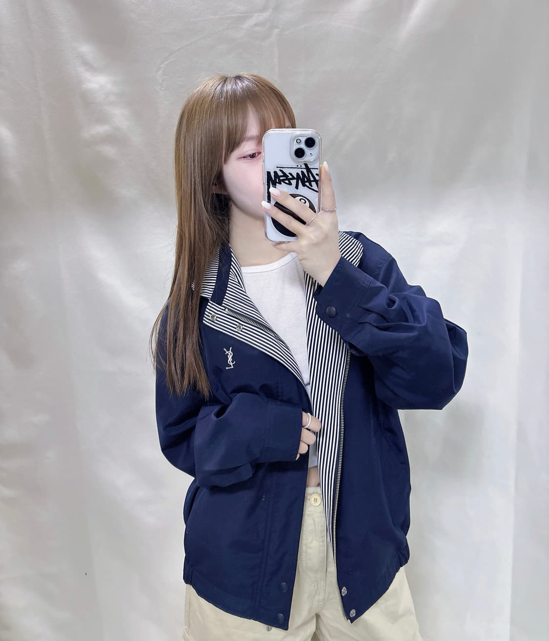 YSL 90’s 다크네이비 폴리쉘 자켓  상품이미지1