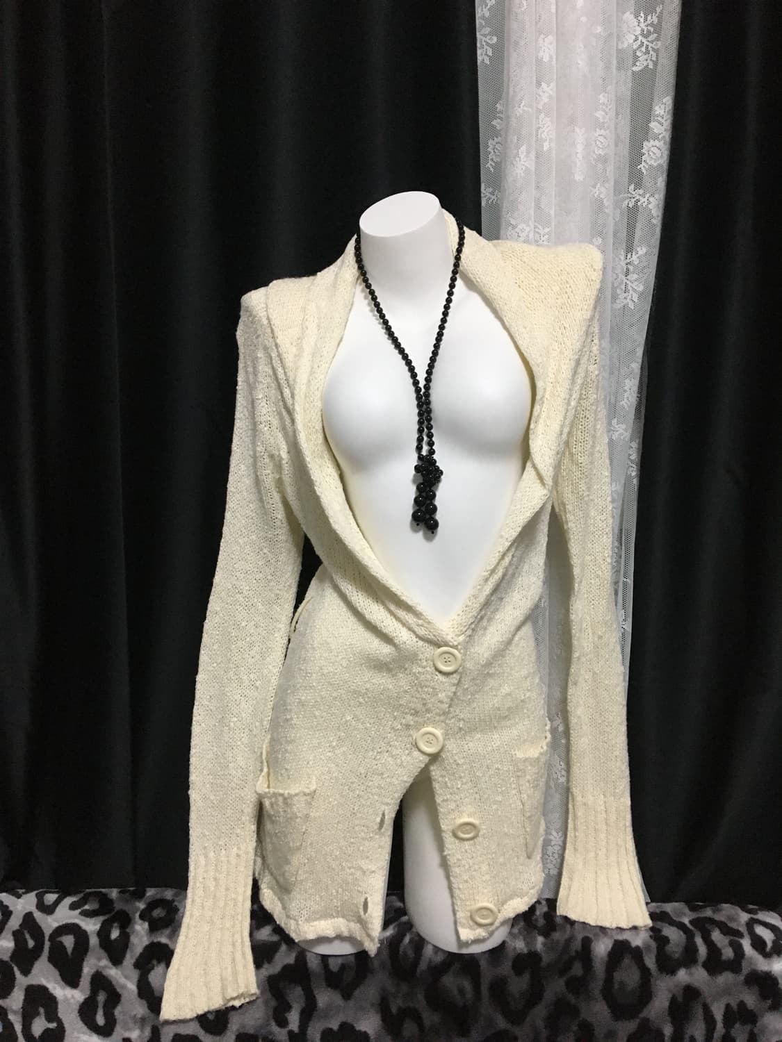 Vintage Knit Cardigan Ivory 상품이미지1