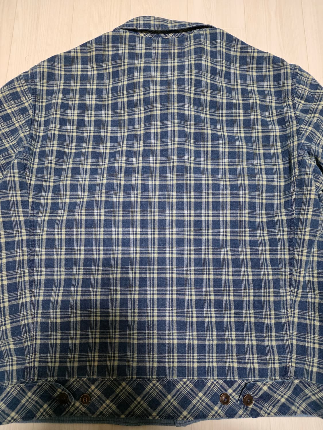 RRL 더블알엘 인디고 체크 린넨 블루종 L 상품이미지8