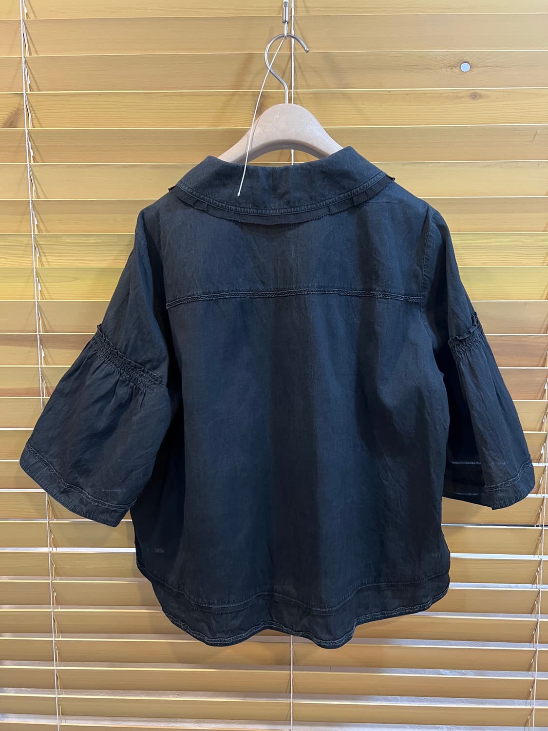 마인 여성 블랙 세일러카라 실크블라우스 셔츠자켓 상품이미지3