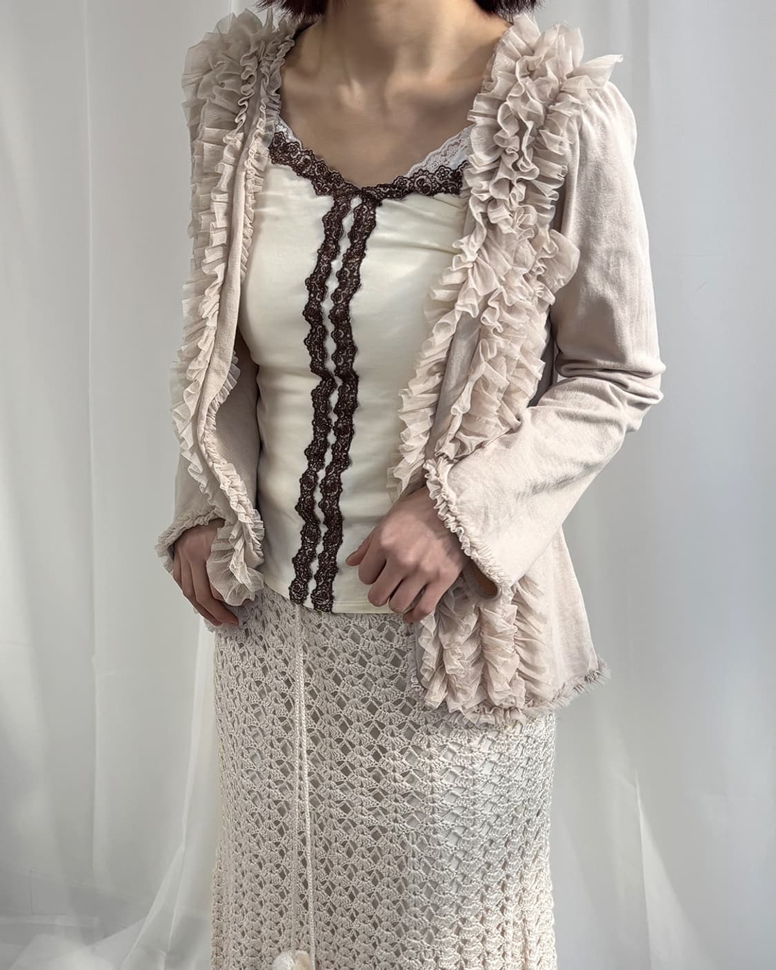 dew frill romantic designed cardigan 상품이미지8