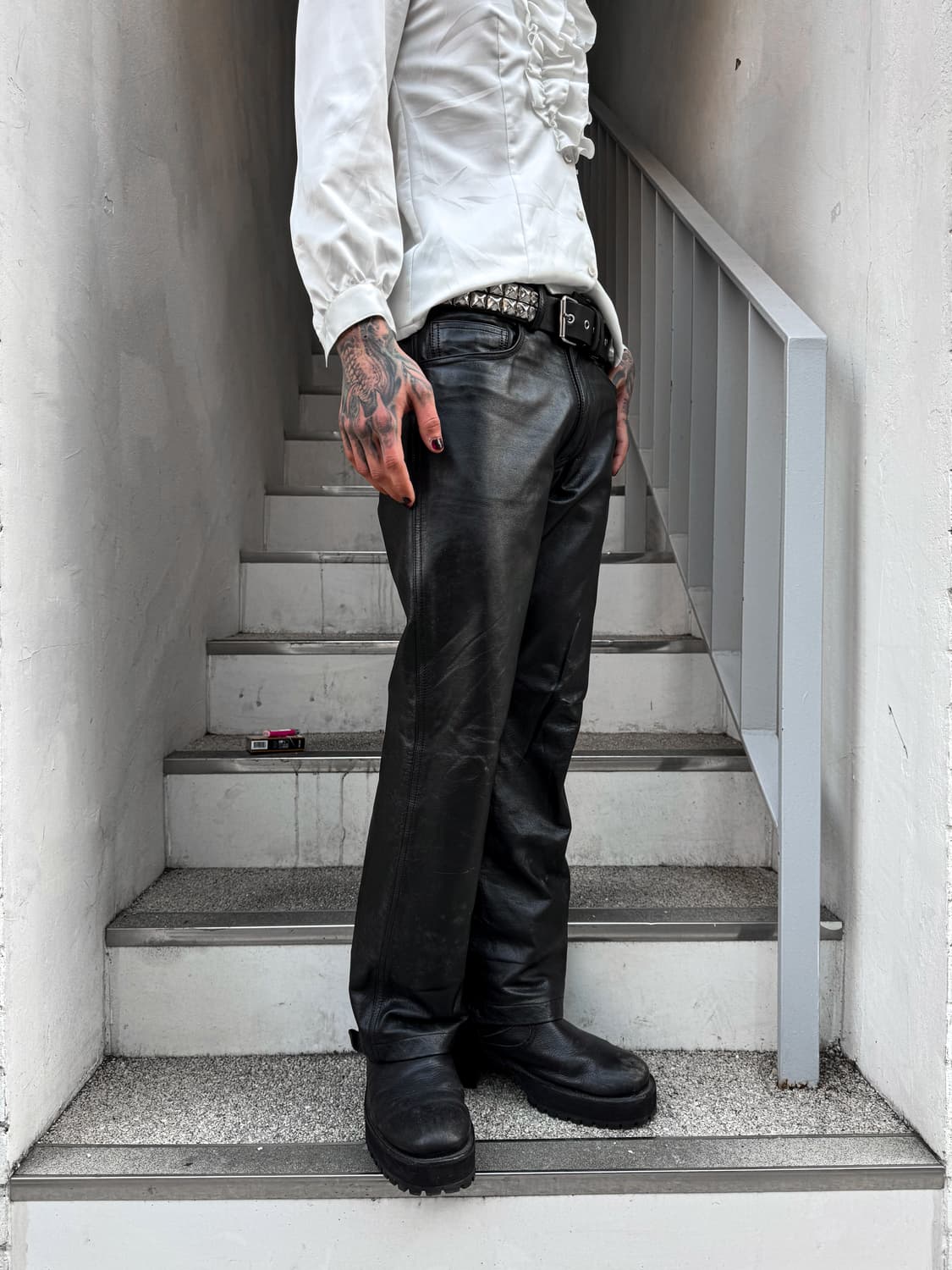 AVIREX – Black Leather Pants  상품이미지4