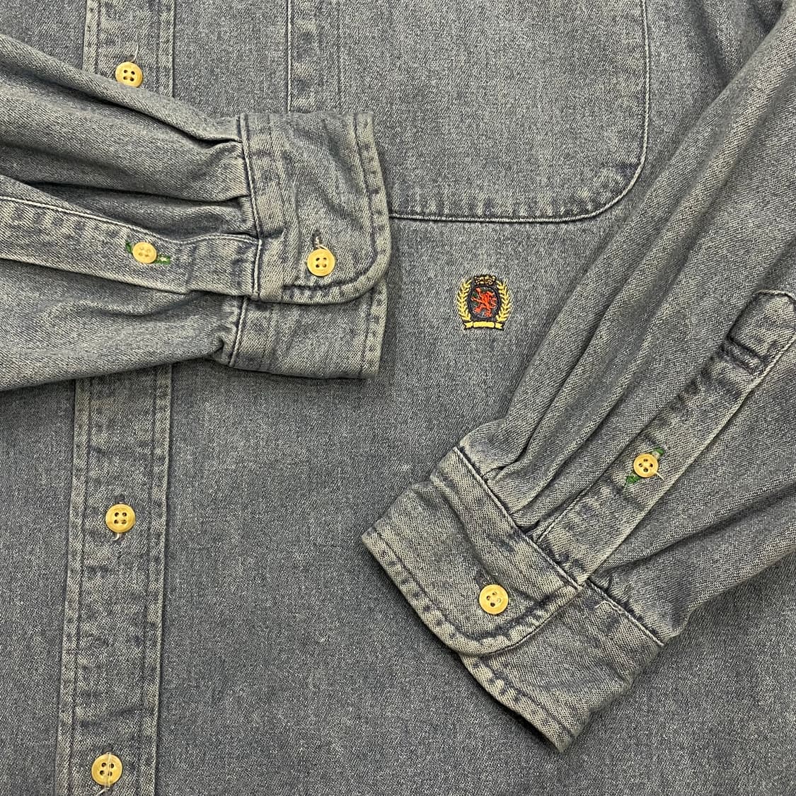 (M) 90s Tommy 올드 타미힐피거 데님 셔츠 상품이미지3