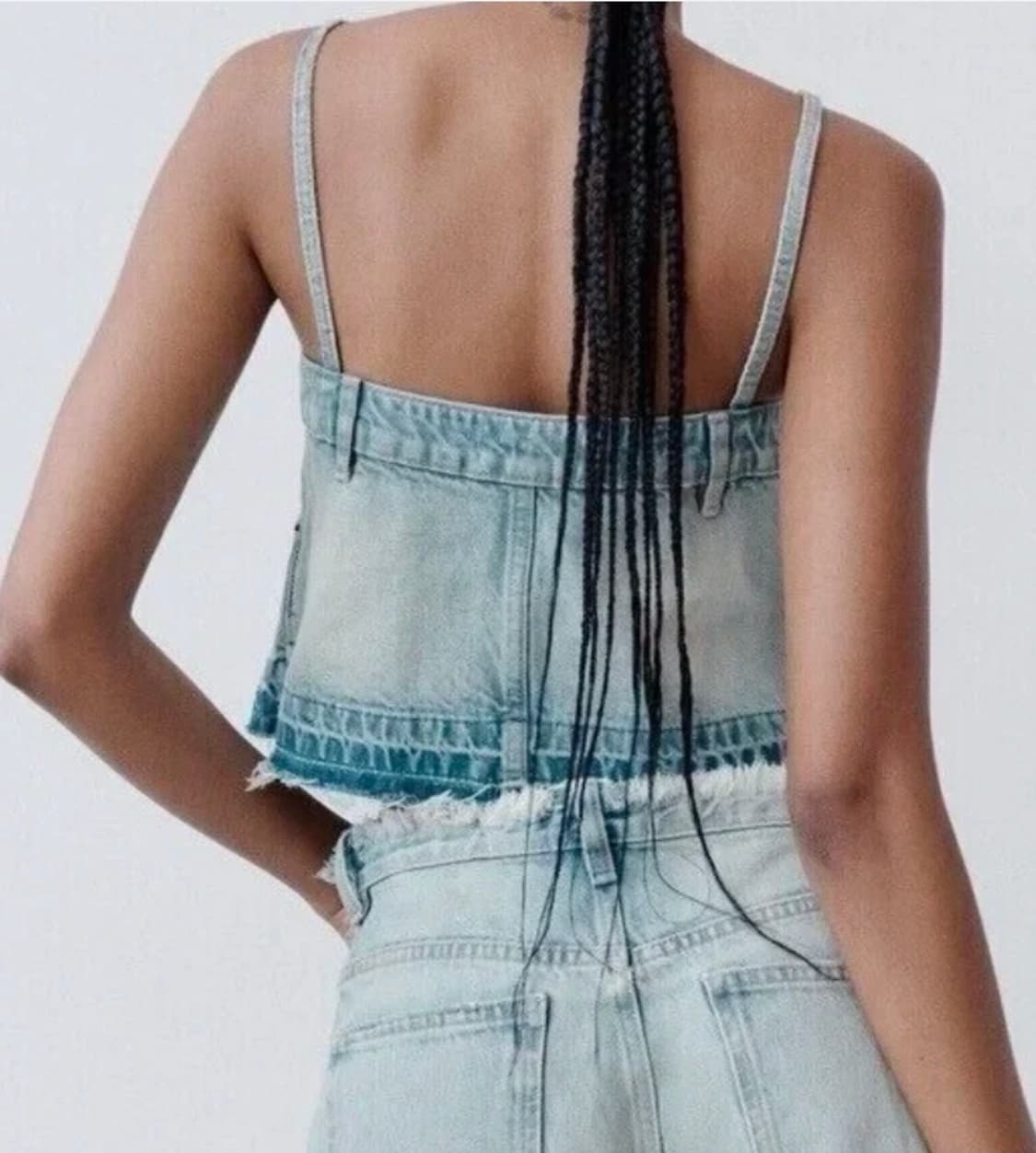 자라 ZARA 데님 크롭탑 뷔스티에 나시탑 데님탑 m 55 상품이미지3