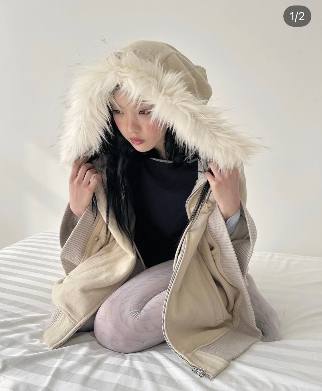 [fa.er.ie] ear hood fur cape (cream) 상품이미지1