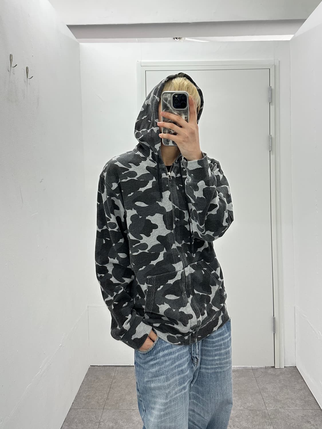 JPN camo waffle knit hoodie 상품이미지1