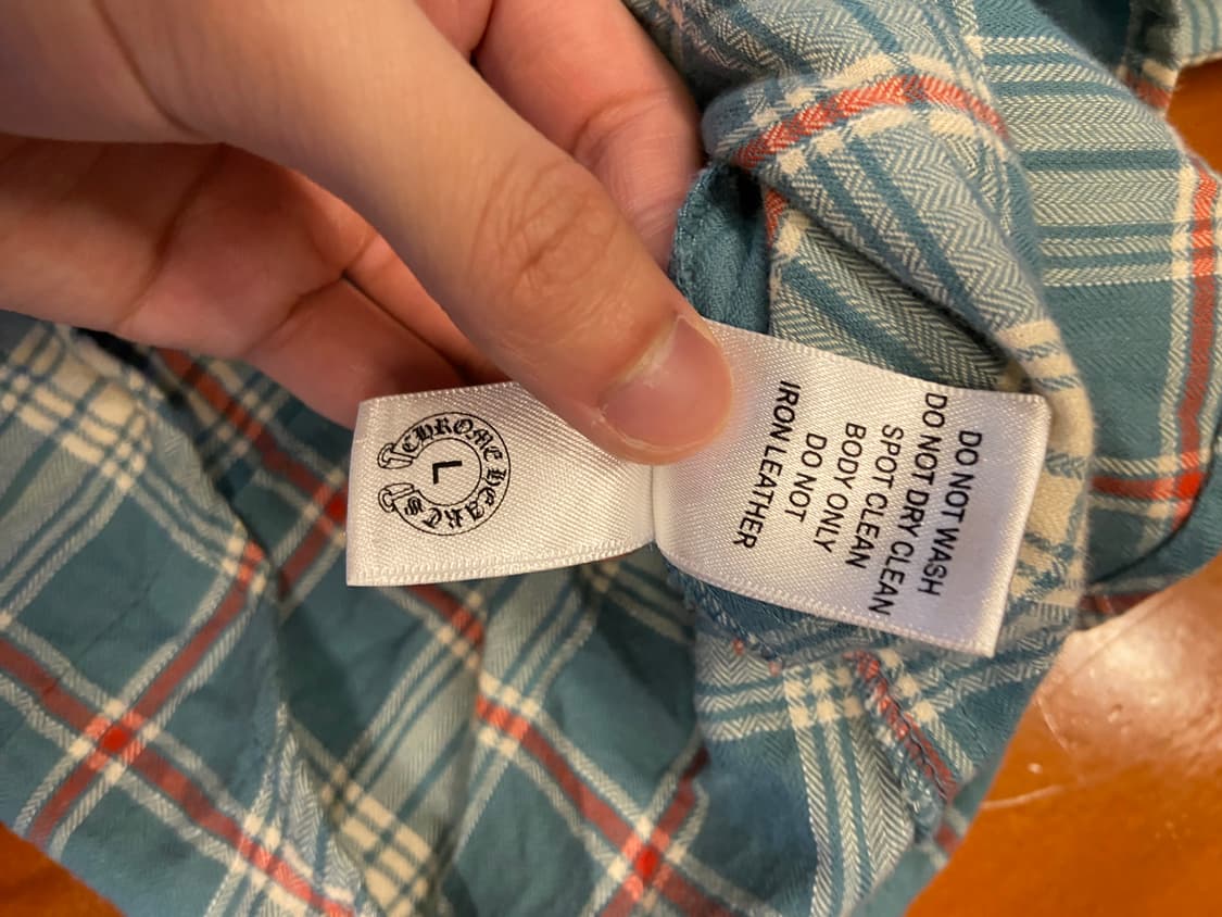 크롬하츠 플레어 레더패치 웨스턴 체크셔츠 사이즈 L 상품이미지5