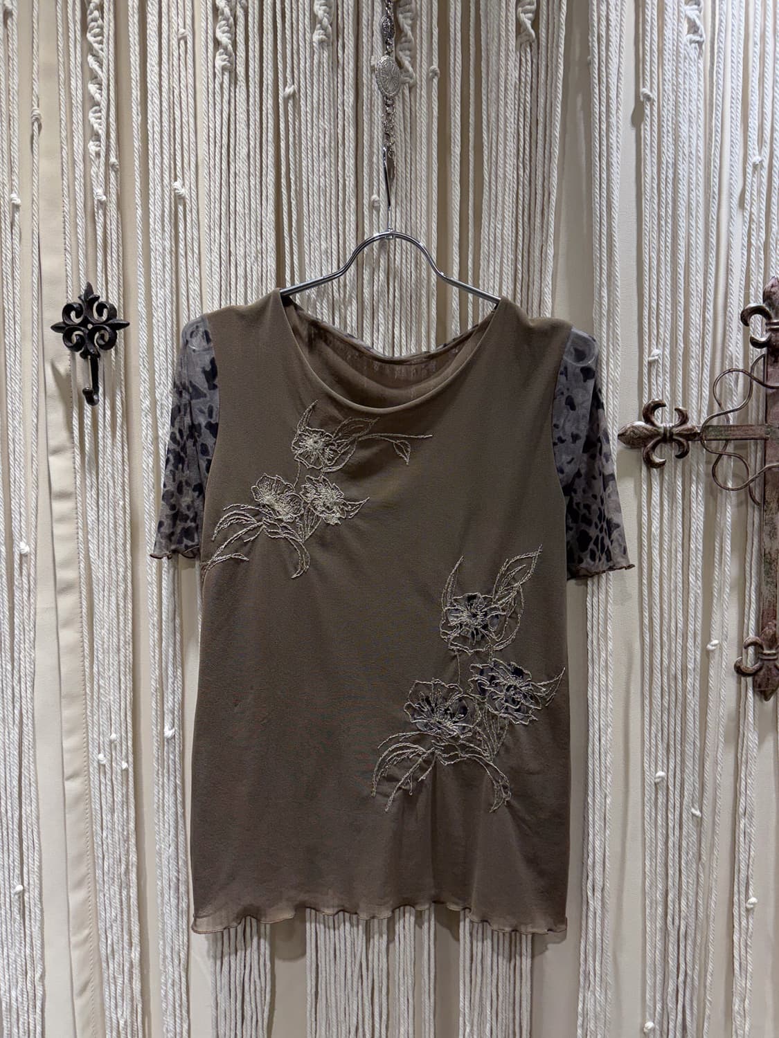 Leopard Embroidered Layered Top 0025 상품이미지9