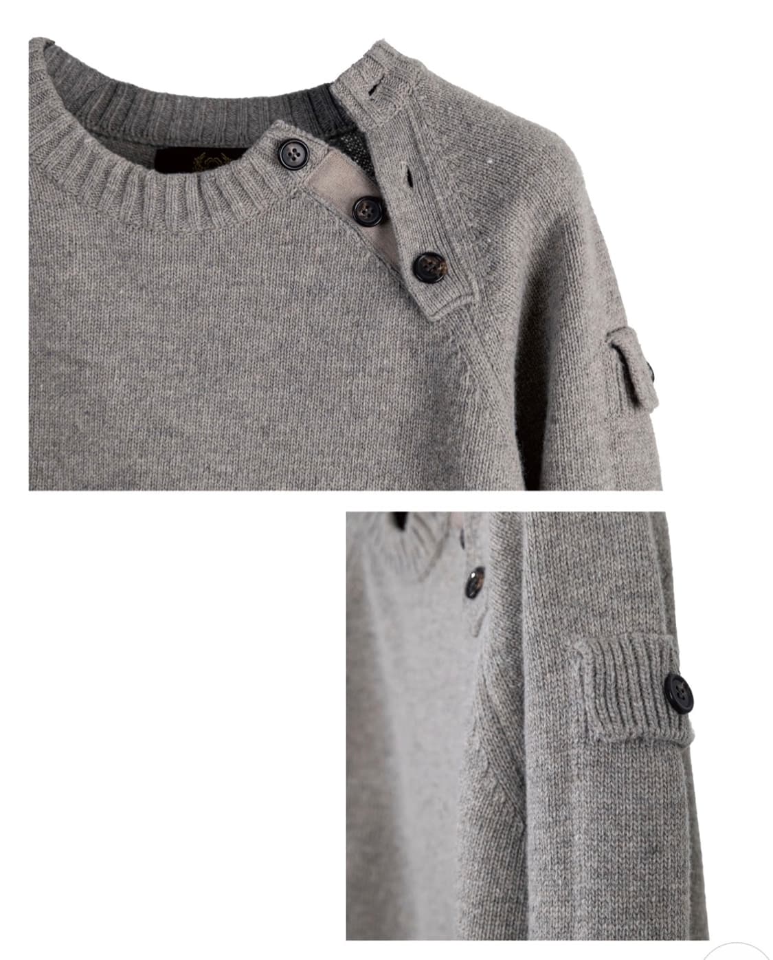 [1] Military Henry Neck Knit 더스트베이지  상품이미지2