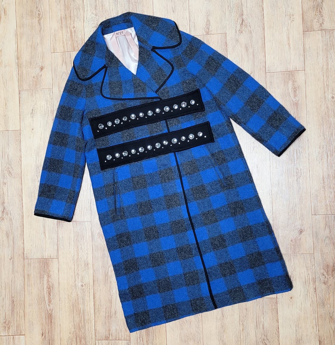 N21 체크 알파카 모직코트 55-66 상품이미지2