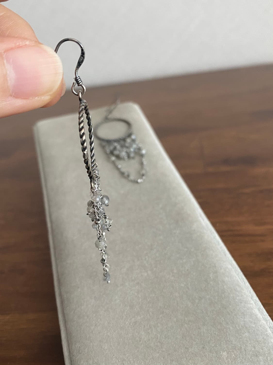 래브라도라이트 실버 후크귀걸이(925,미착용) 상품이미지4