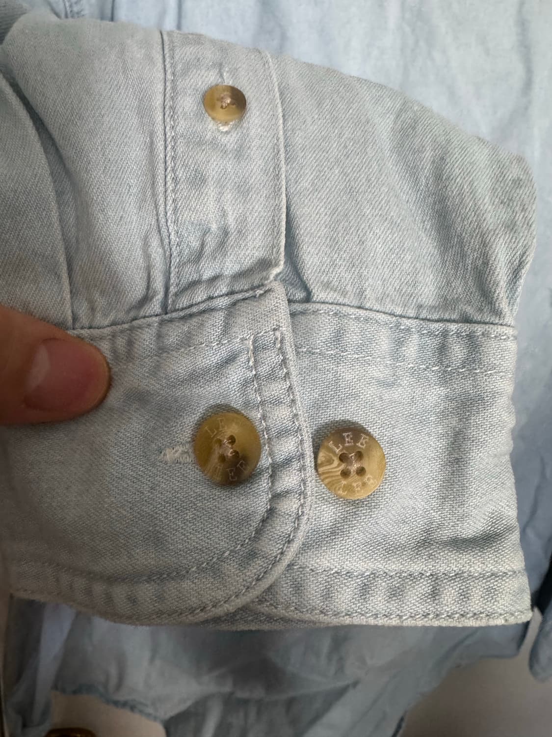 미국 Lee 리 빈티지 연청 데님 셔츠 XL 상품이미지4