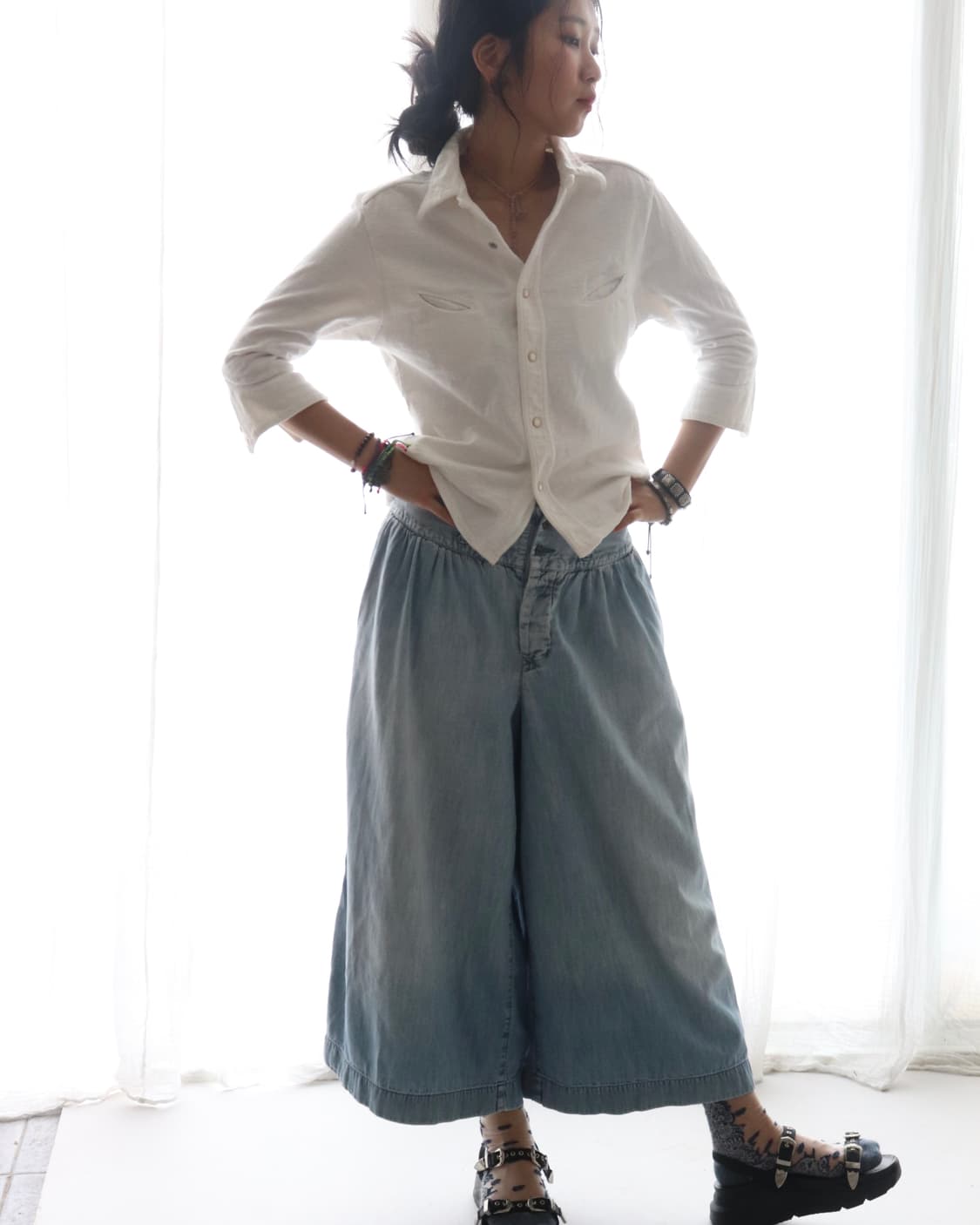 [45rpm] Light Denim Culottes Pants 상품이미지5