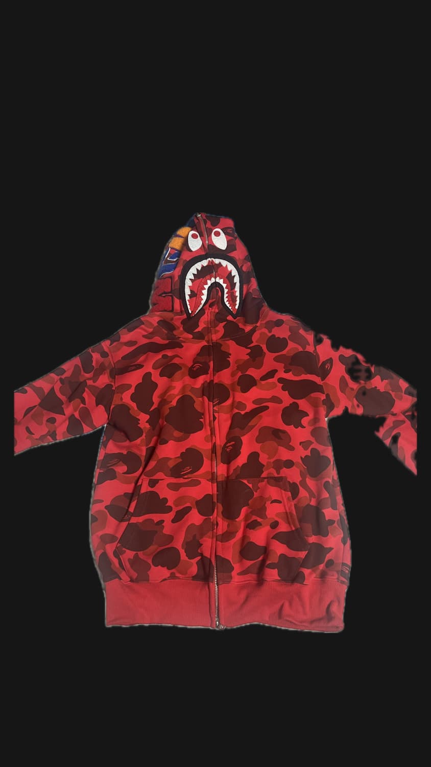 베이프 레드 후드집업 상품이미지1