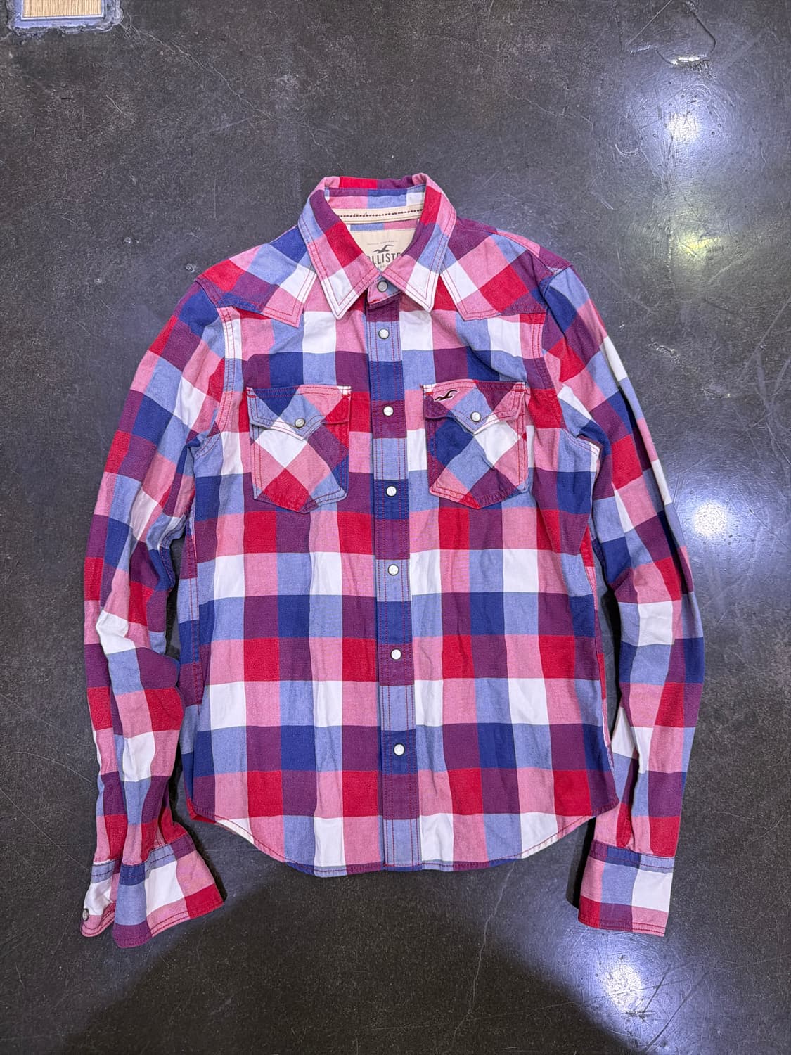 홀리스터 헤비코튼 체크 웨스턴 셔츠 남방 M 상품이미지1