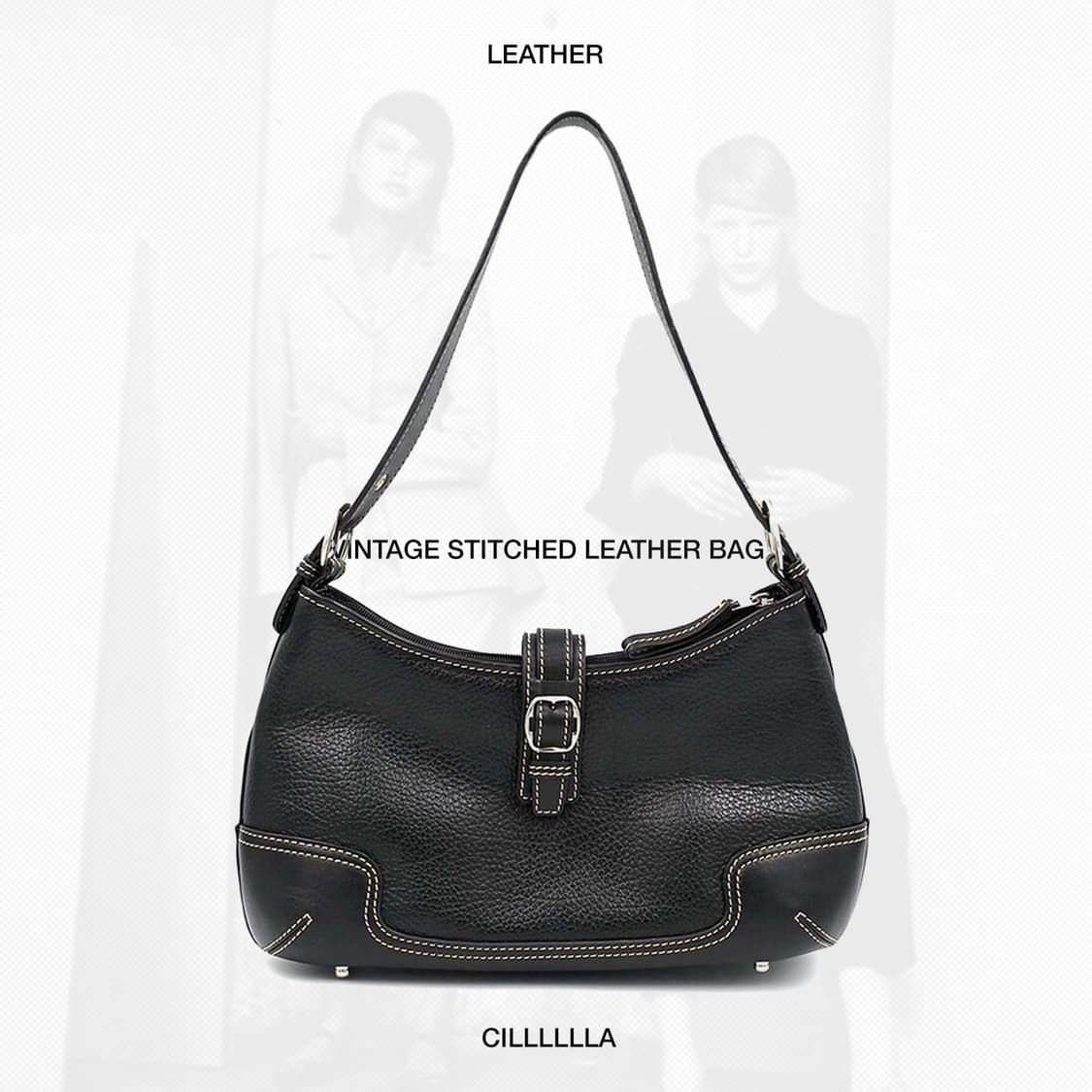 Vintage Leather 스티치 레더백 상품이미지1