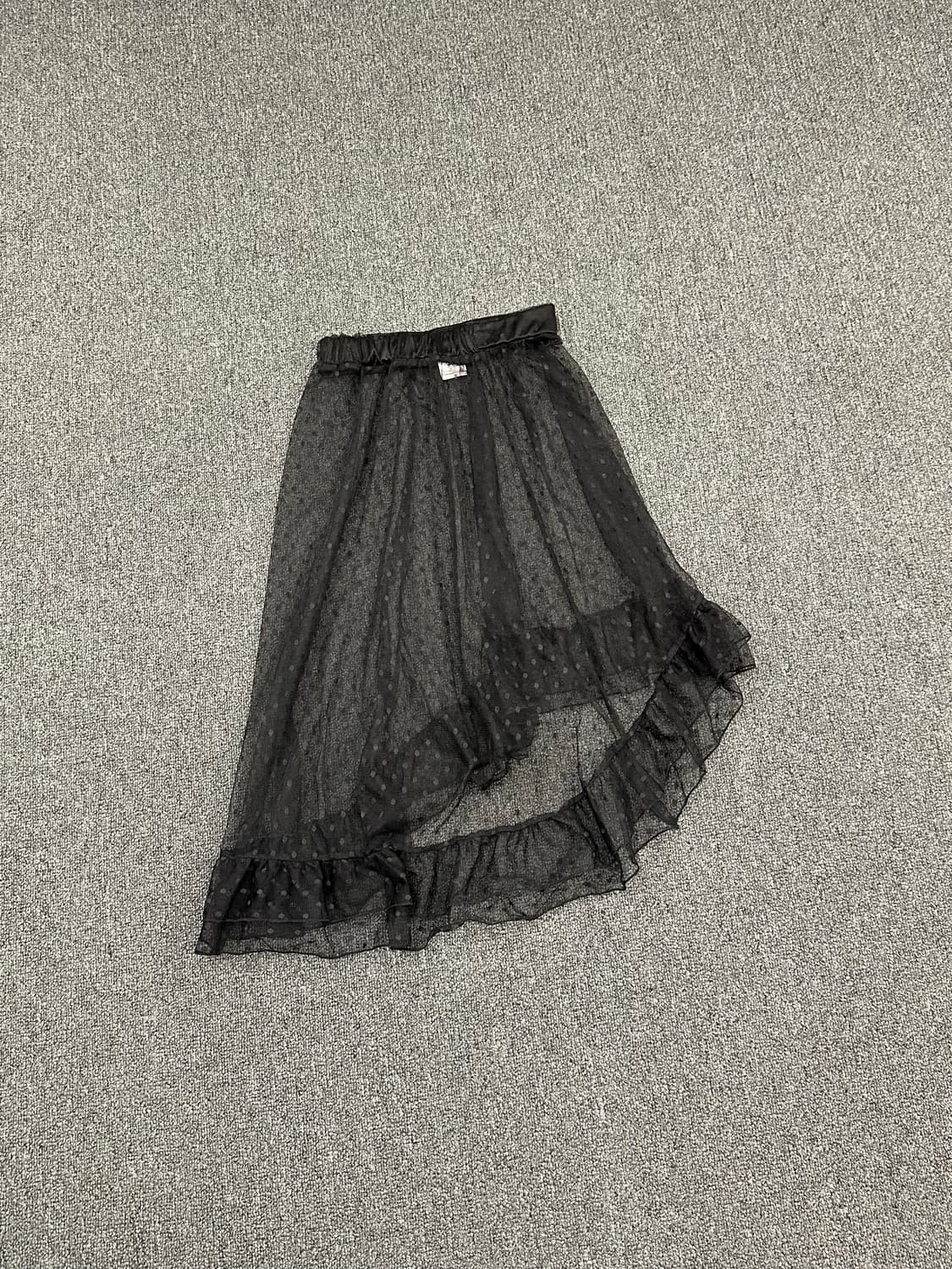 140)Japanese vintage 블랙 도트 언발 레이어드 치마 상품이미지1