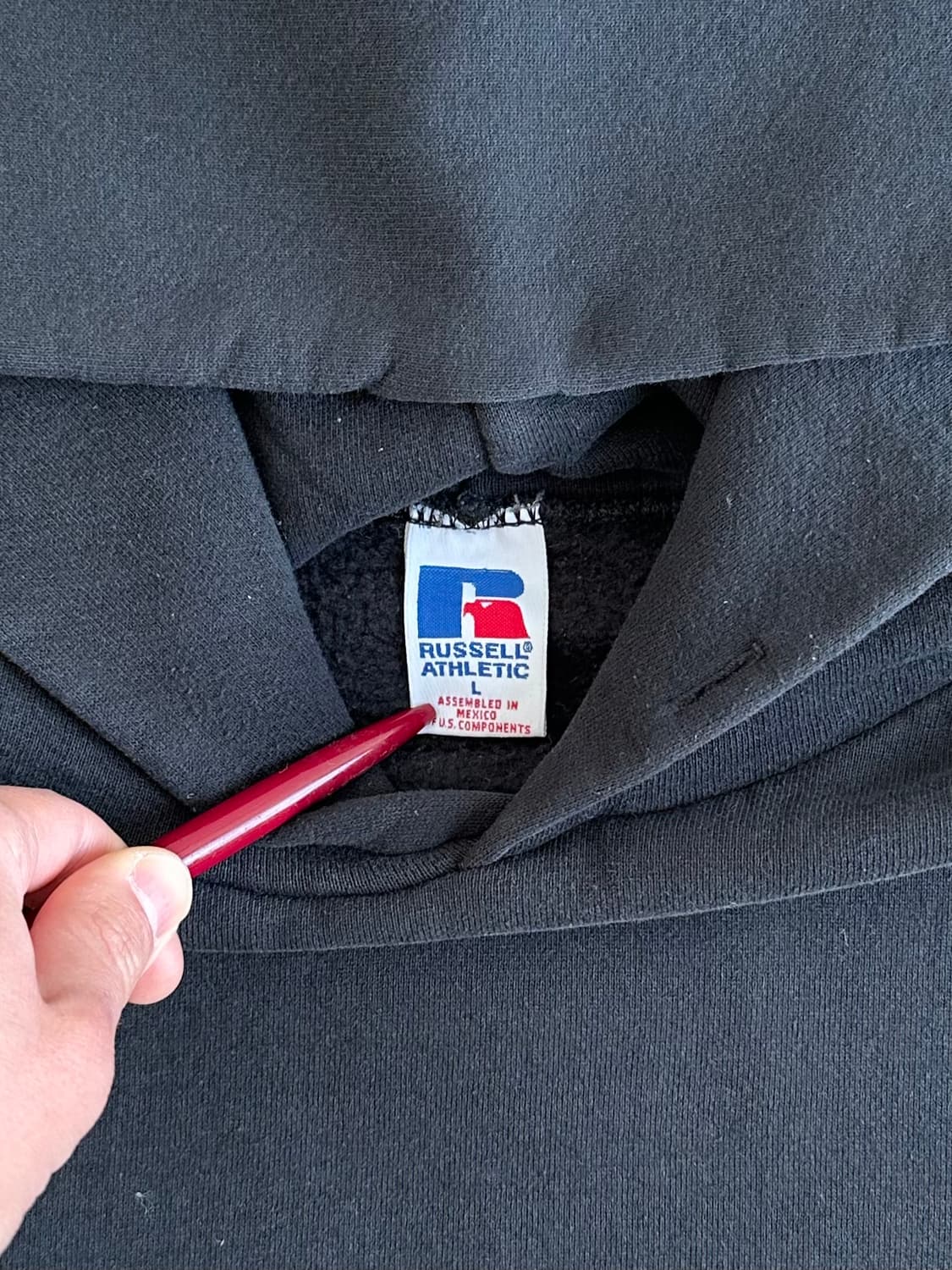 90s 빈티지 러셀 후드 블랙 L 상품이미지4