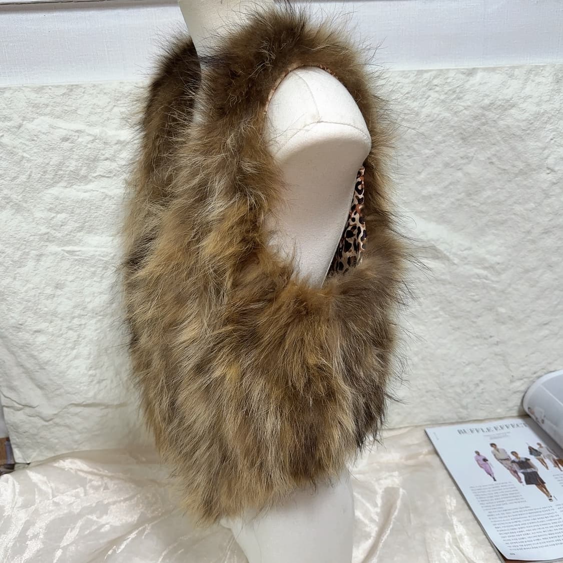 빈티지 너구리털 라쿤퍼 베스트 조끼 상품이미지2