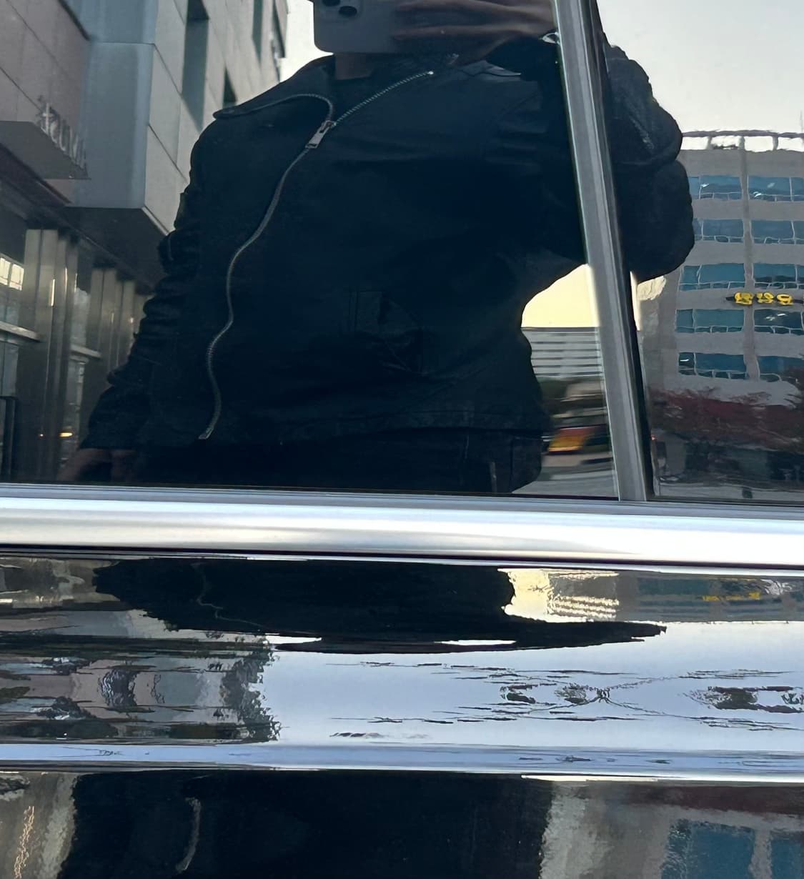 릭오웬스맛 양가죽 하이넥 사선 블랙 자켓 상품이미지7