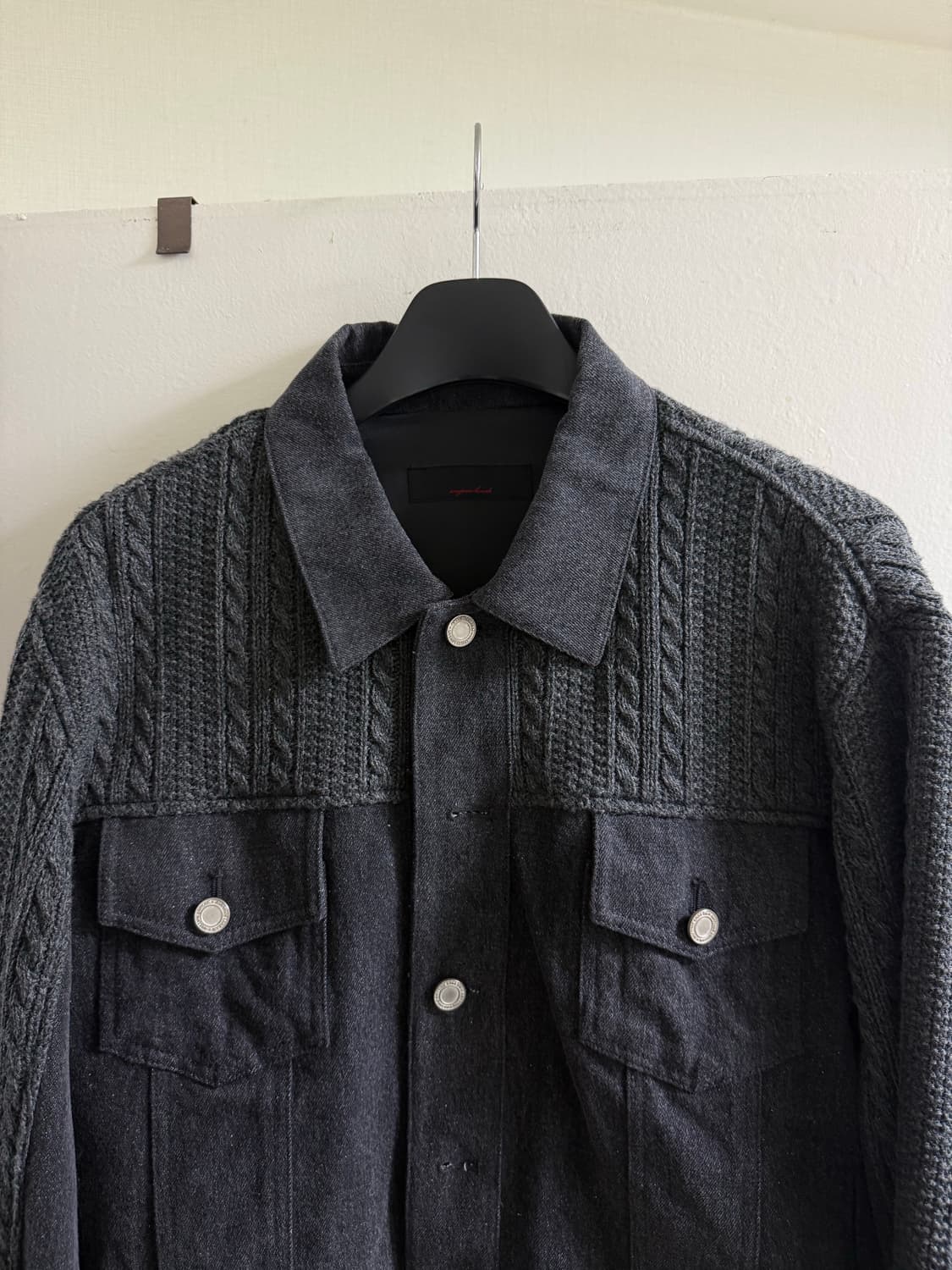 애니타임로릭 니트 믹스자켓 차콜 L 상품이미지4