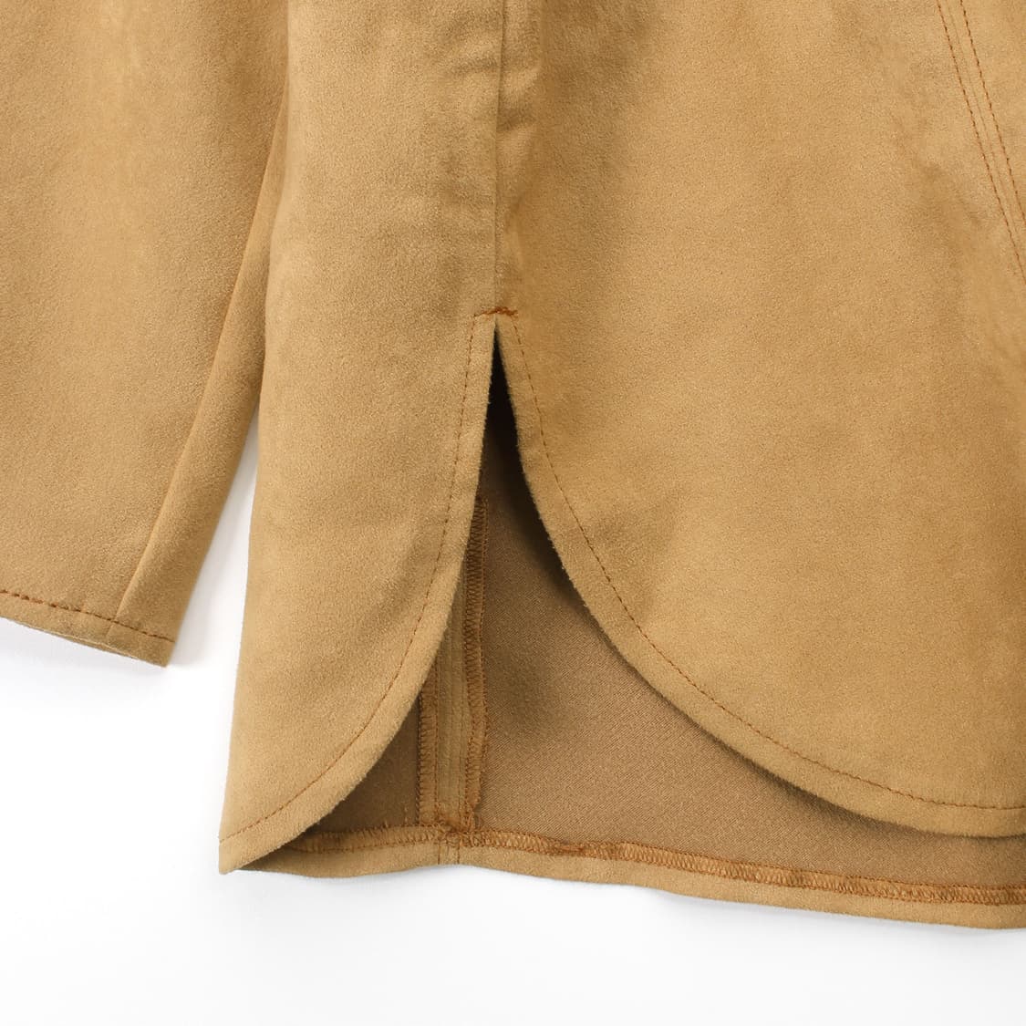 일본 빈티지 에스닉 스웨이드 베이지 라운드 넥 자수 블라우스 상품이미지3