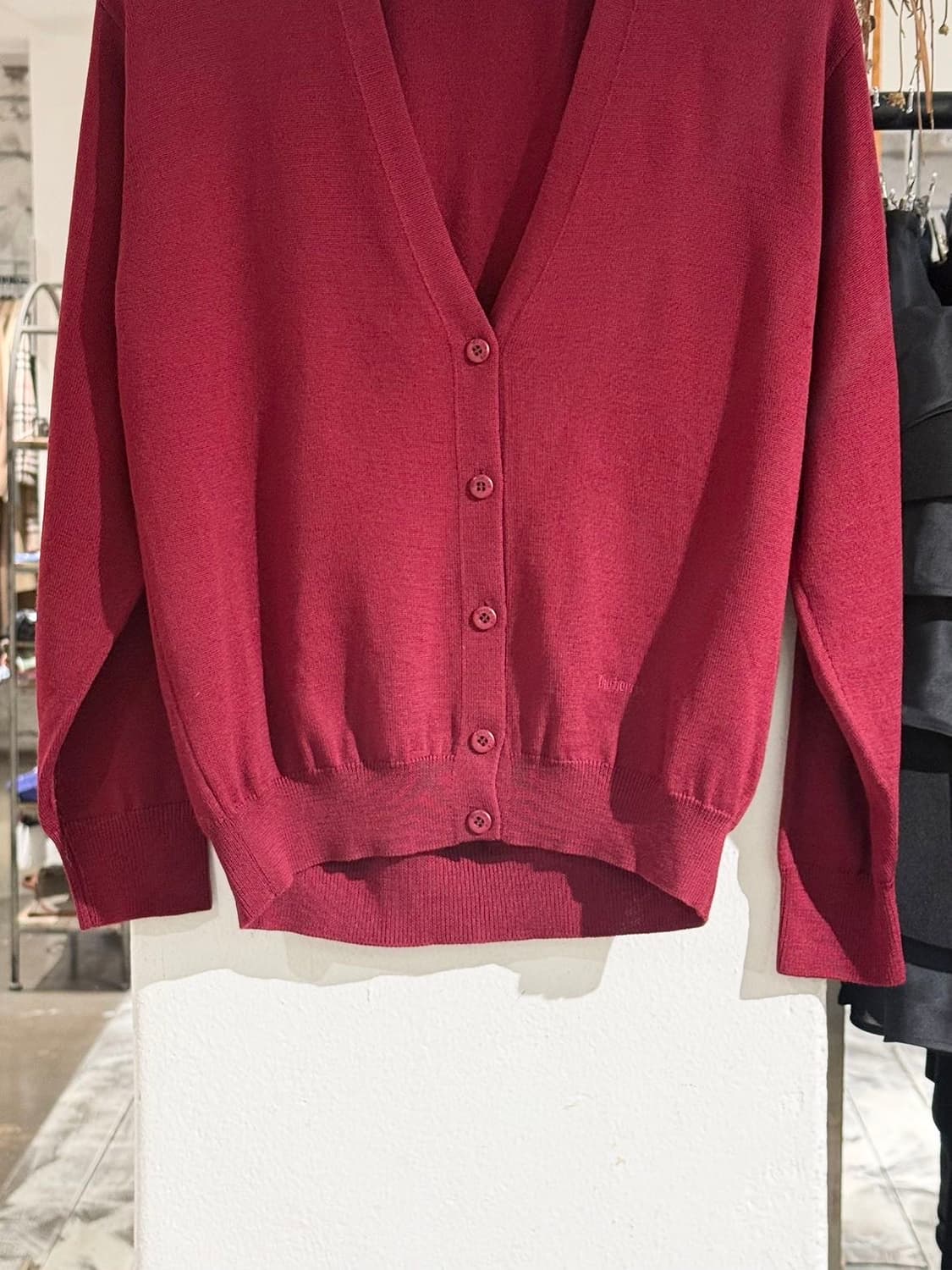 버버리 버건디 울 브이넥 니트 가디건  상품이미지5