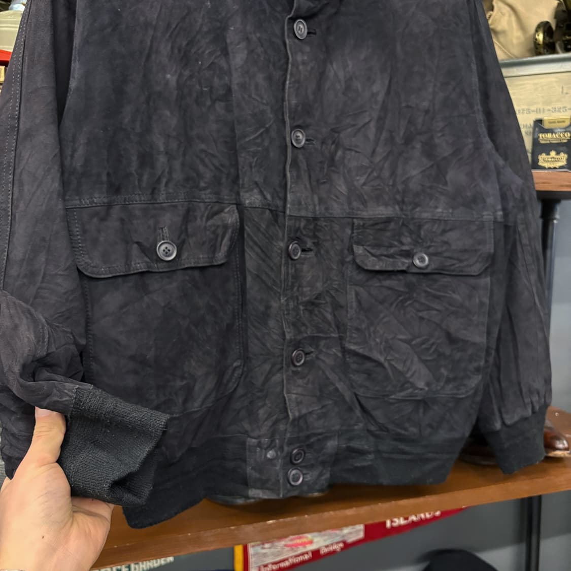 90s 베라펠레 이태리 리얼레더 스웨이드 블루종 자켓 N554 상품이미지4