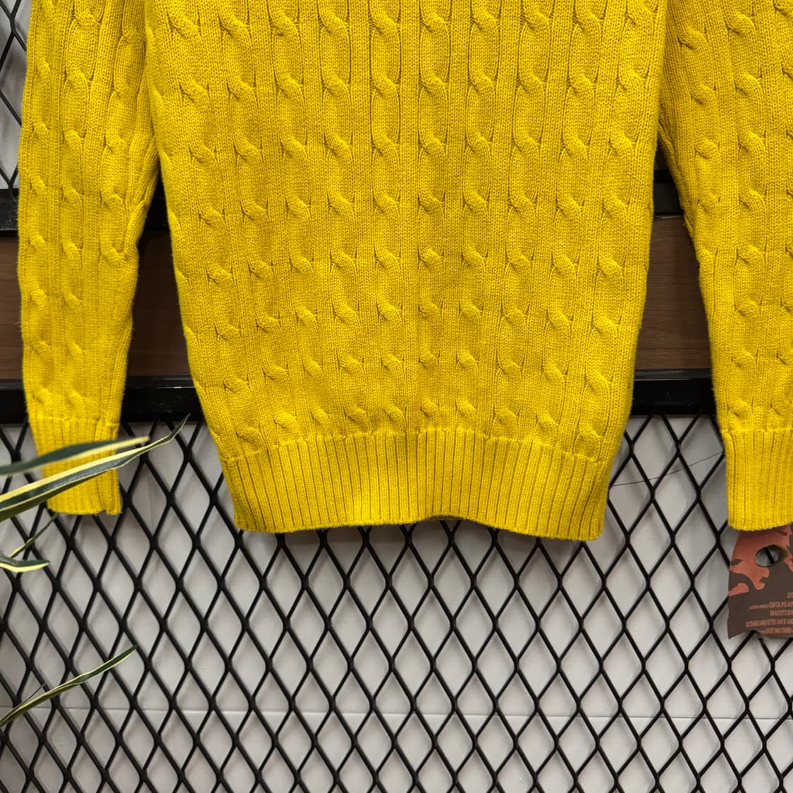 폴로 랄프로렌 케이블 니트 네이비 포니 로고 포인트 옐로우 상품이미지4