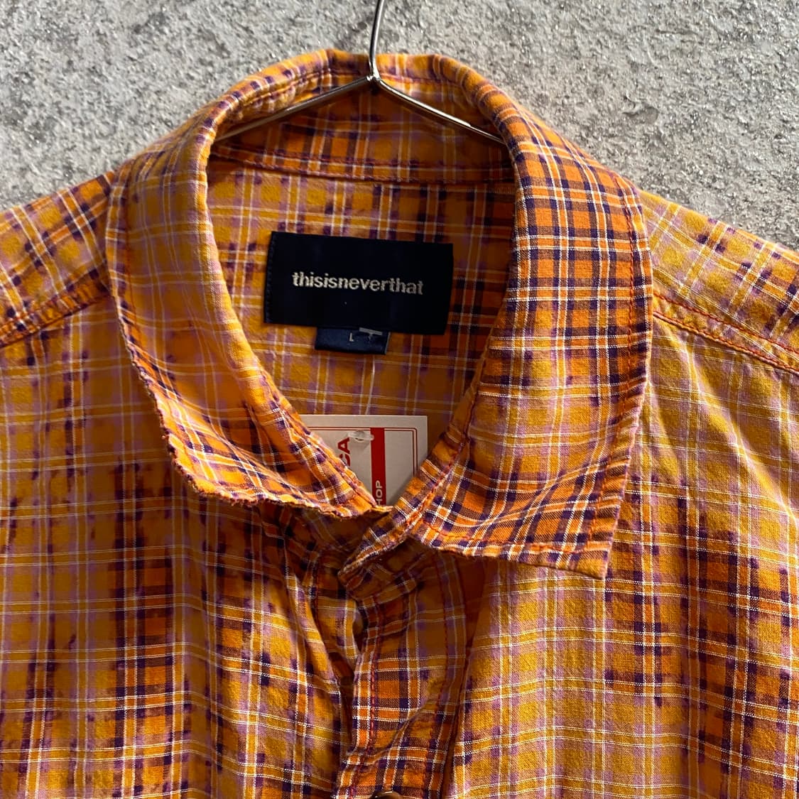 디스이즈네버댓 그라데이션 체크 오렌지 셔츠 B4395 상품이미지3
