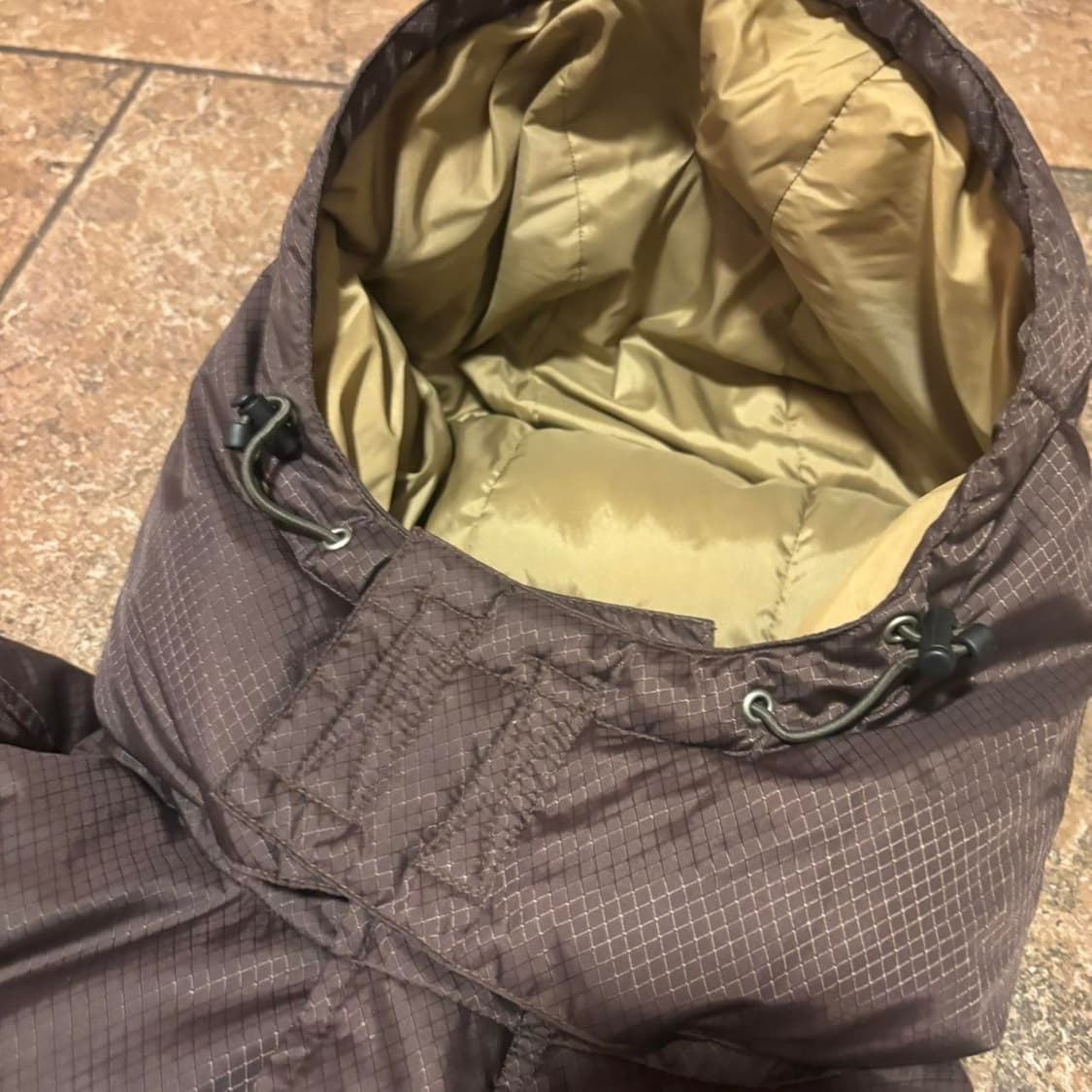 90s 스투시 후드 푸퍼 다운 자켓 브라운 상품이미지2