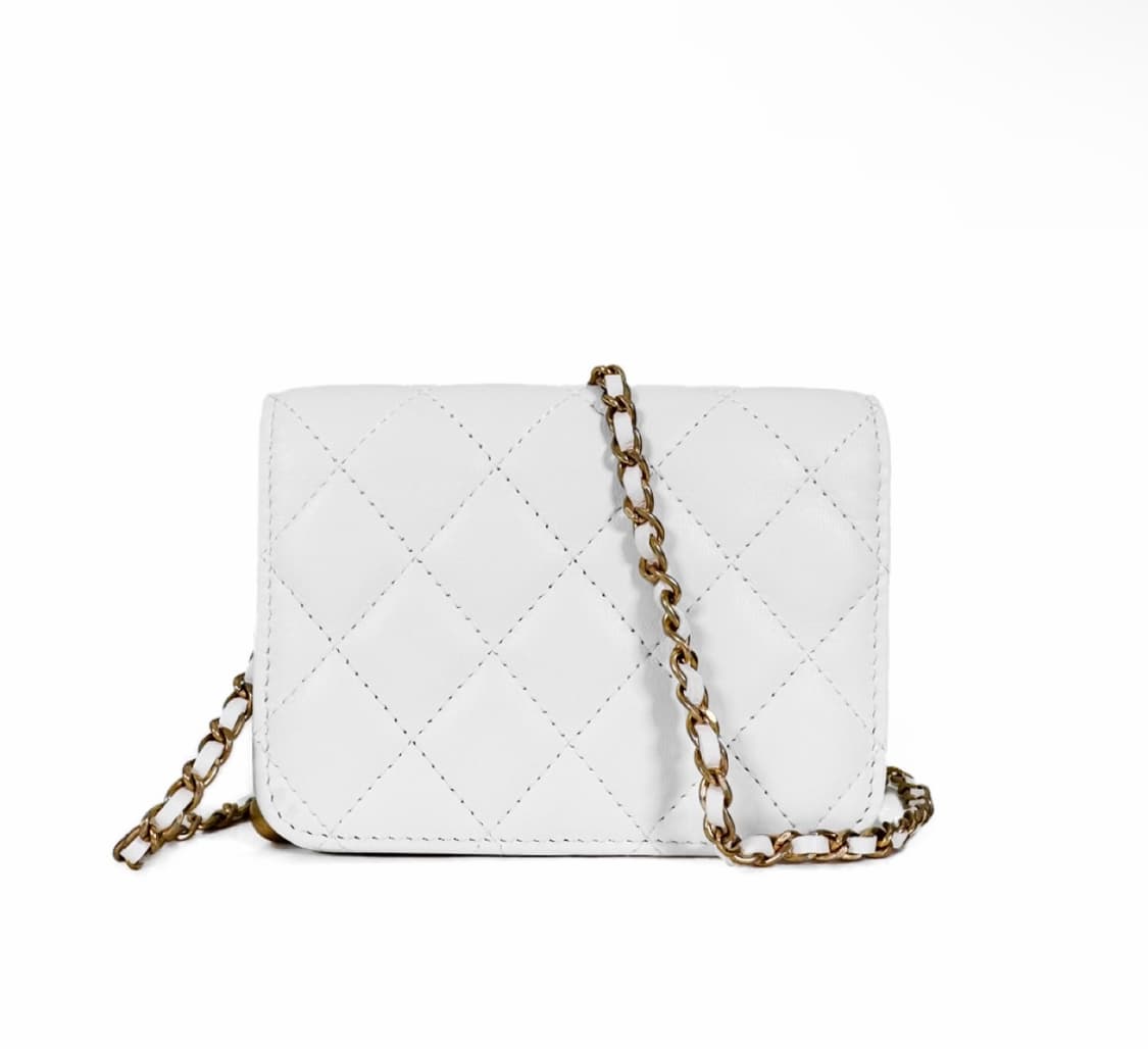[MINI] 샤넬 골든볼 체인 램스킨 크로스백 미니백 화이트 금장 미니 상품이미지3