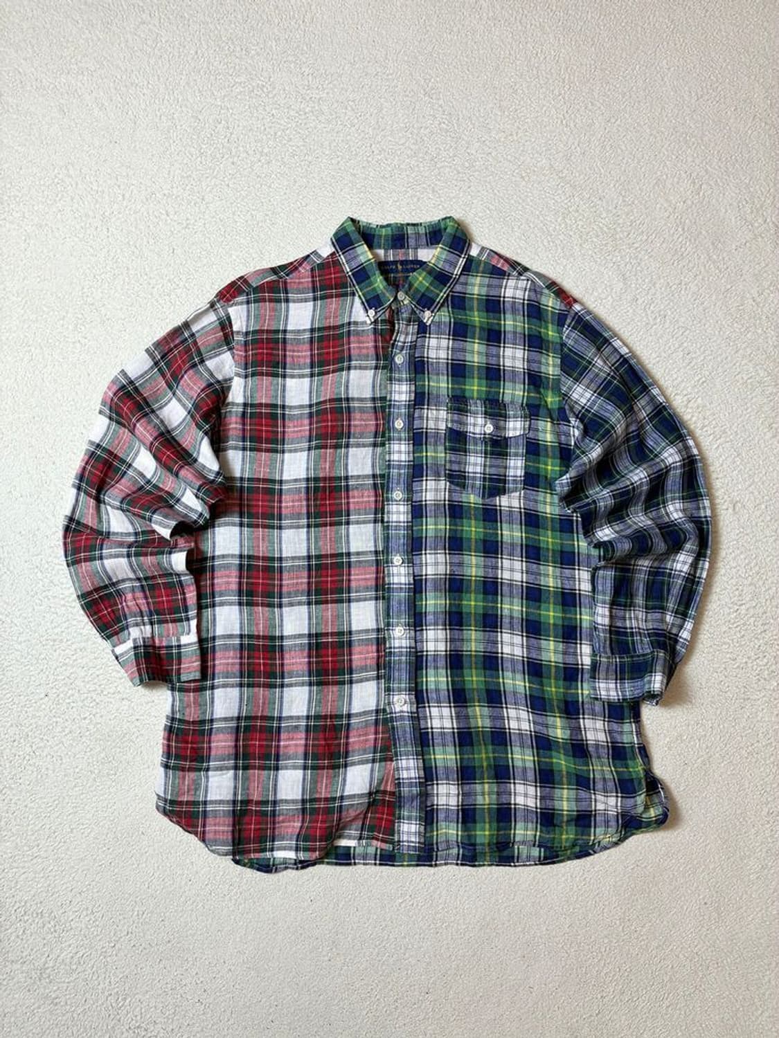 폴로 랄프로렌 10's 린넨 체크 배색 셔츠 PN7481 상품이미지1