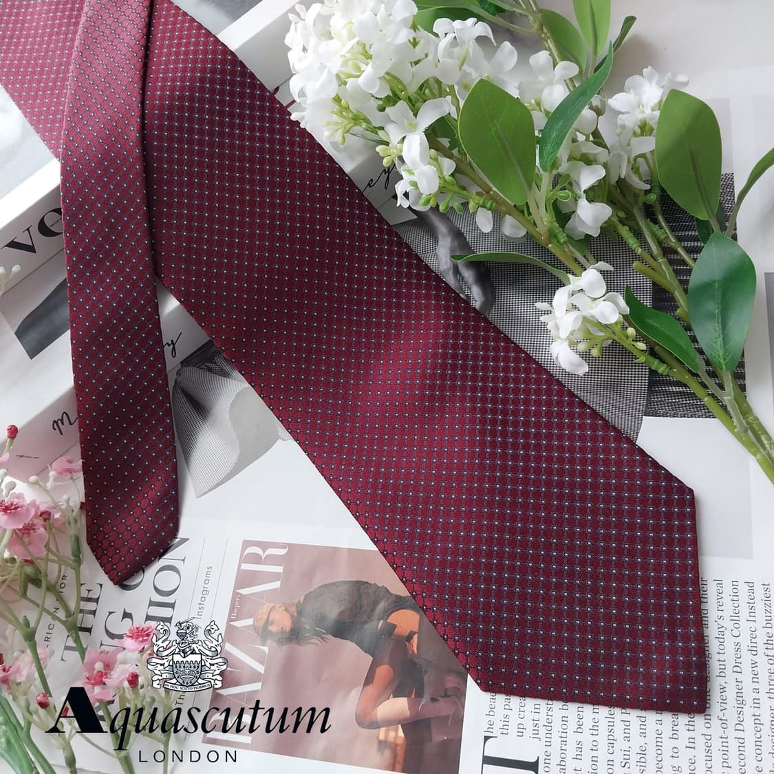 아쿠아스큐텀 실크 마이크로 패턴 넥타이 10.1cm A+등급 K2034 상품이미지1