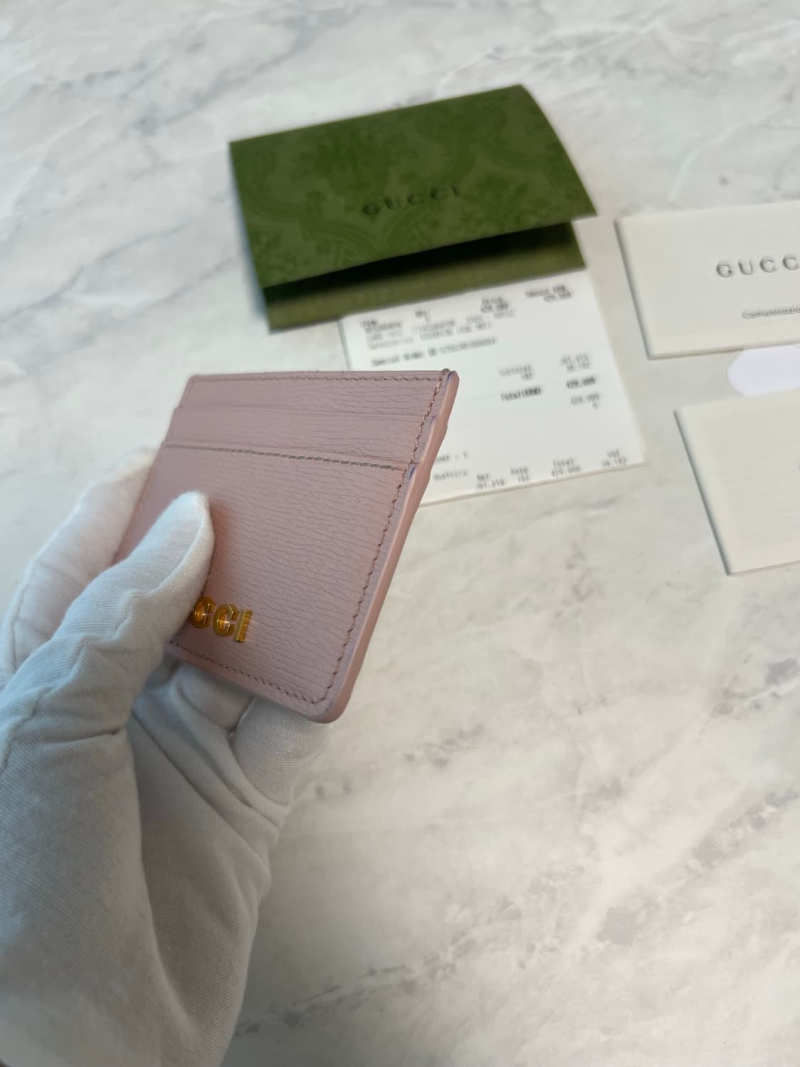 구찌 스크립트 라이트 레더 카드지갑 핑크 상품이미지6