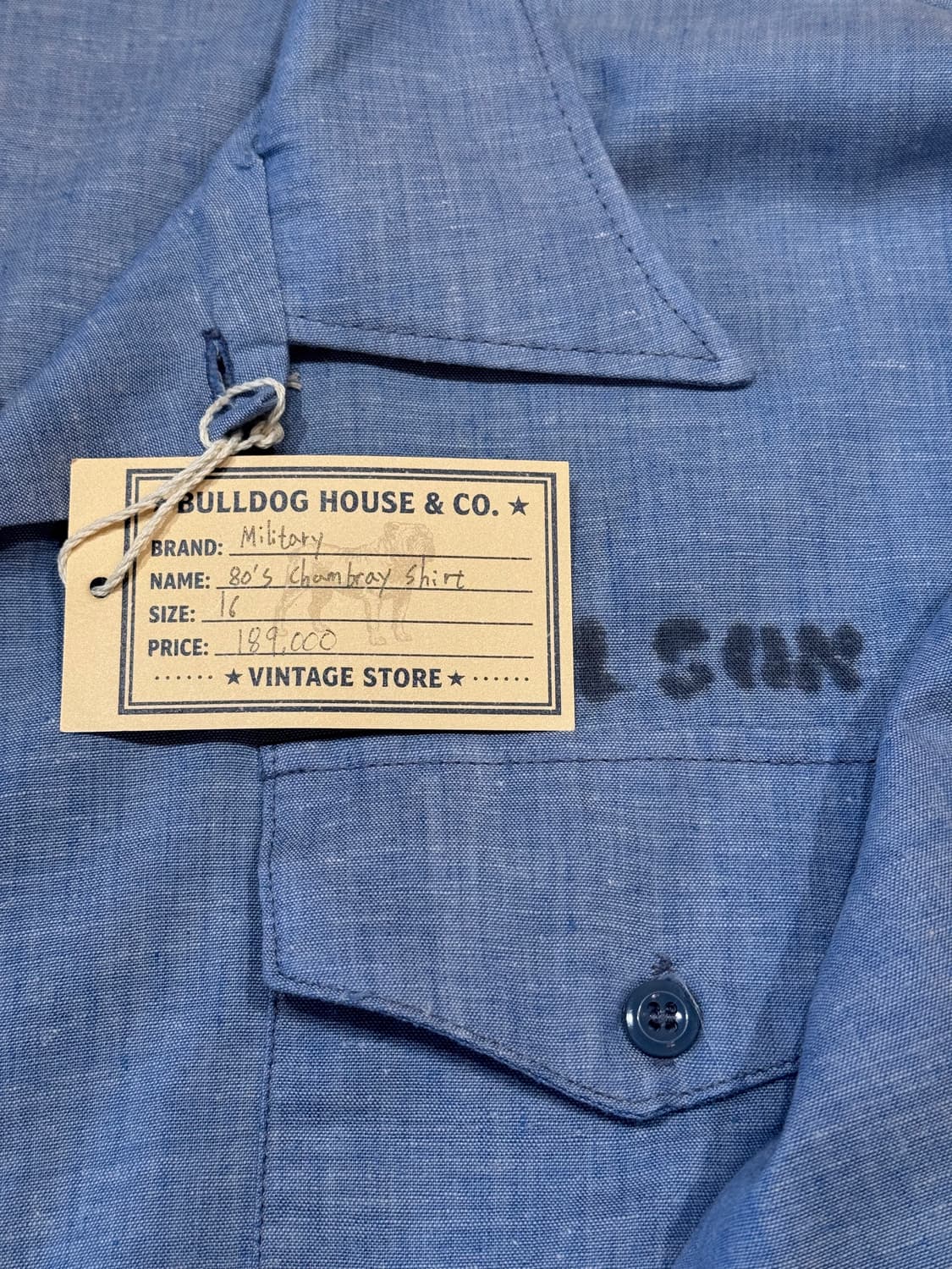 80s U.S. Navy Chambray Shirt (16,XL) 상품이미지6