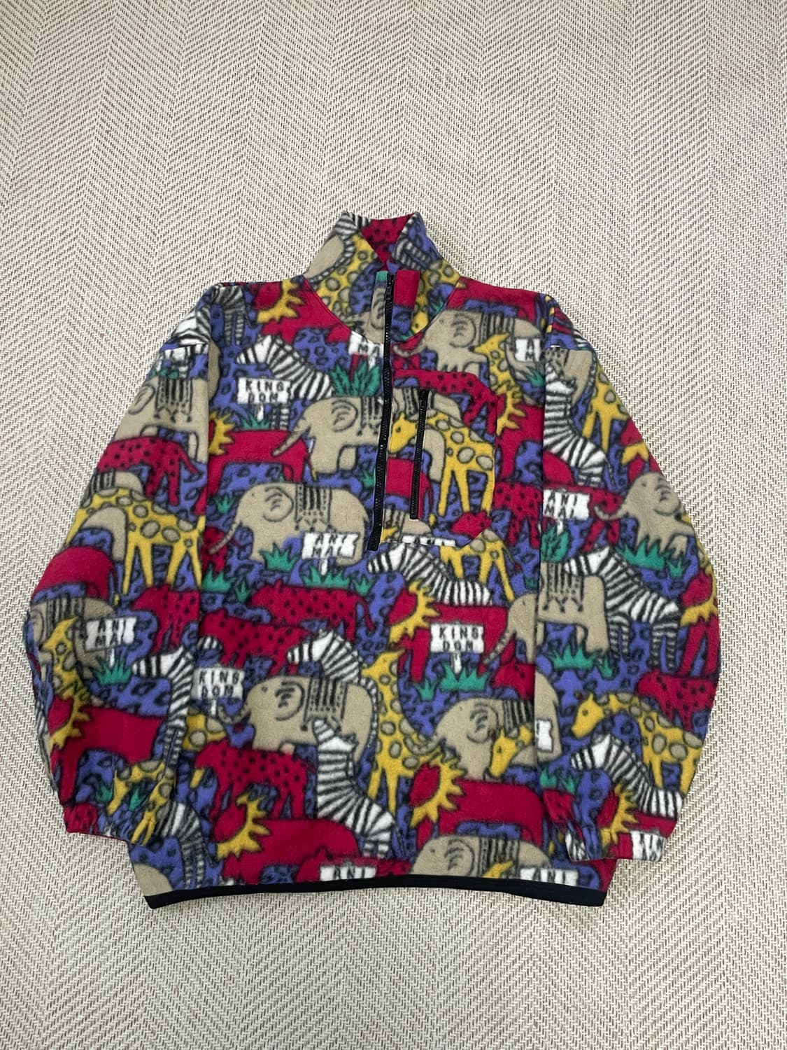 빈티지 애니멀 올오버 패턴 플리스 하프집업 J03580 상품이미지1