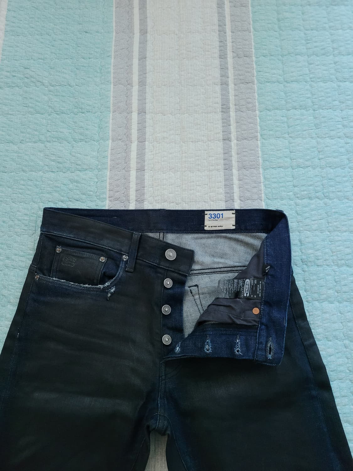 지스타로우 Gstarraw. 3301 슬림 왁스블랙코팅진. 32사이즈 상품이미지2