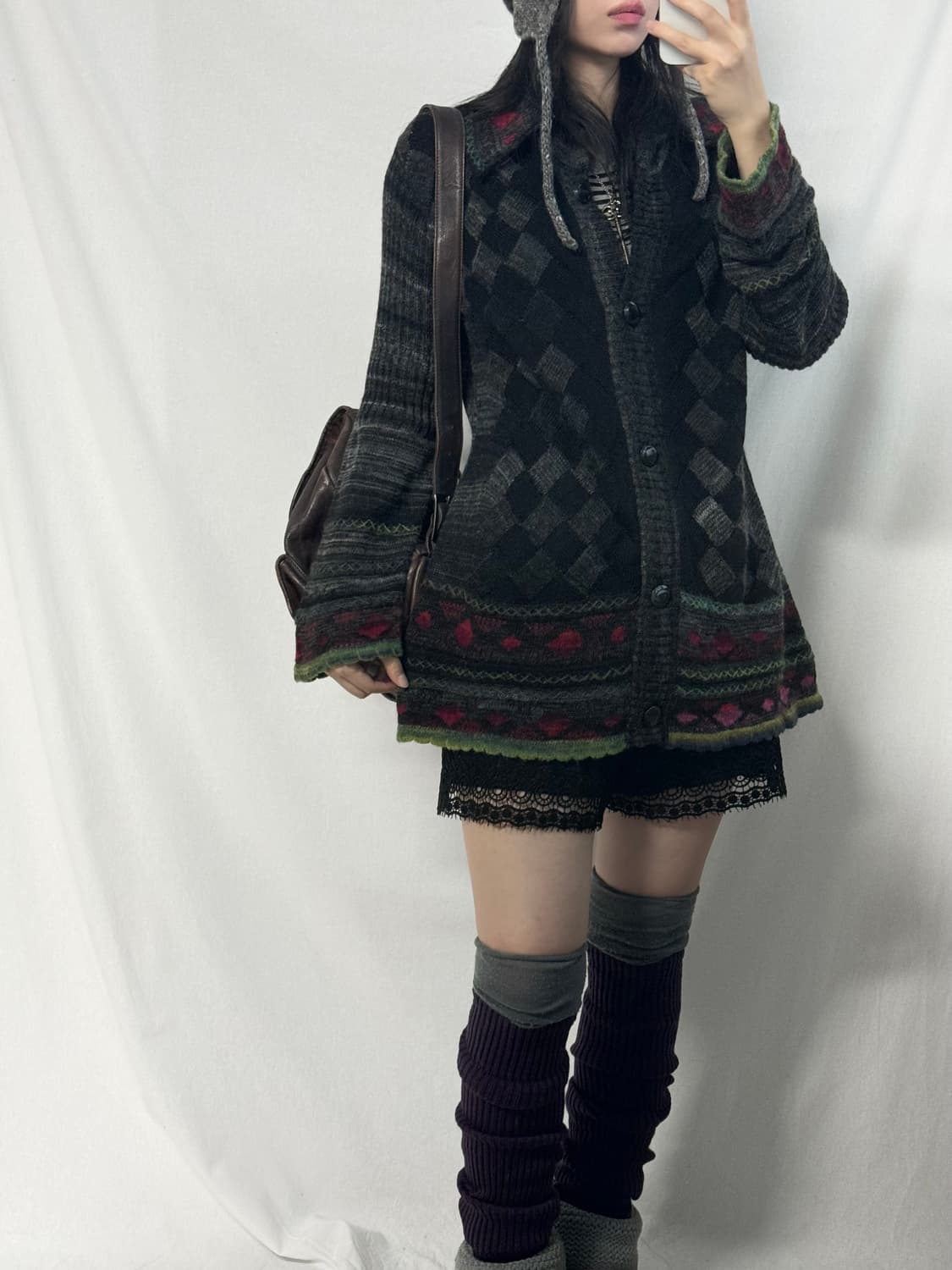 울 블렌디드 멀티 패턴/컬러 가디건 상품이미지6