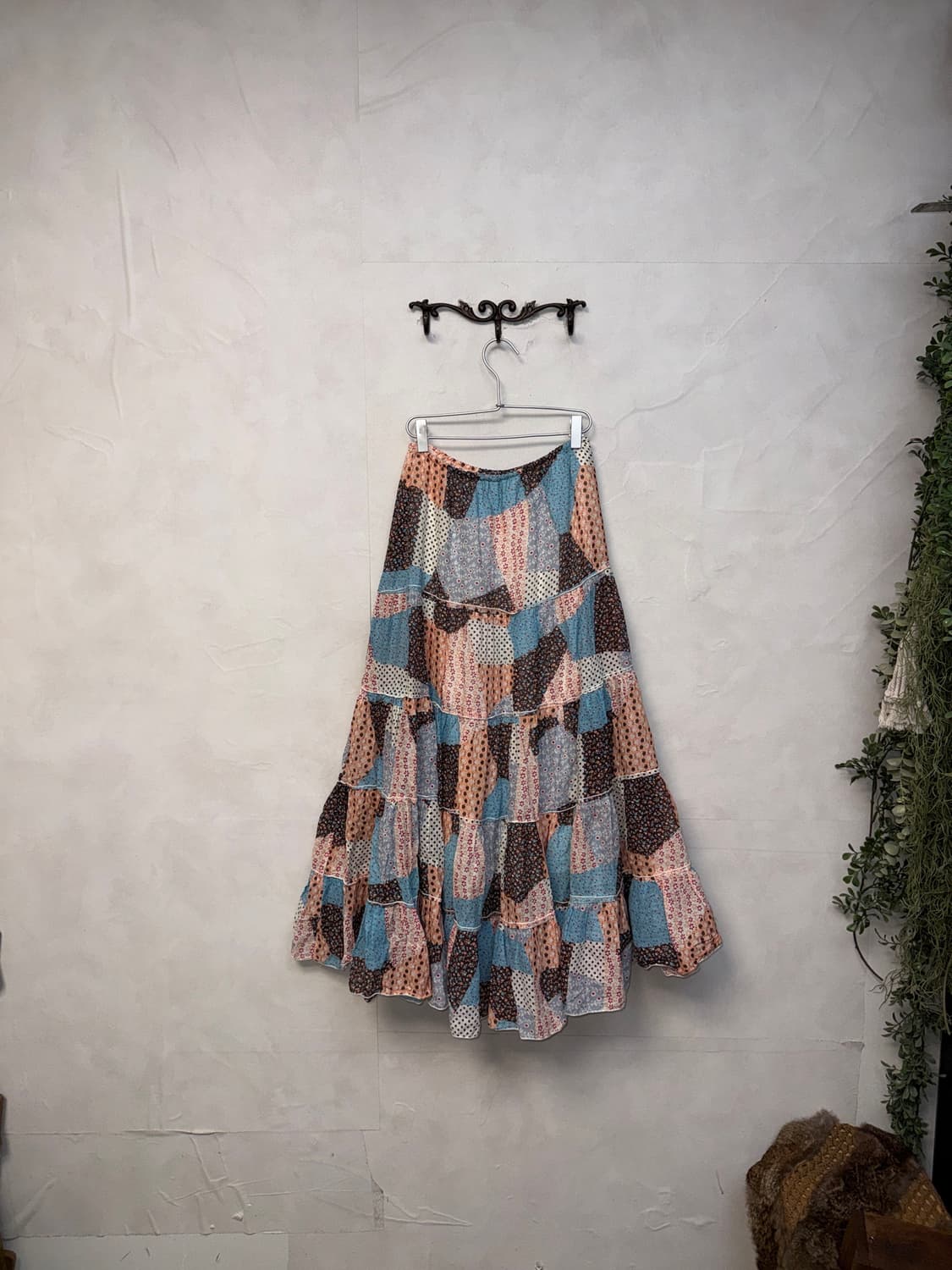 Mute floral patchwork maxi cancan skirt 상품이미지3