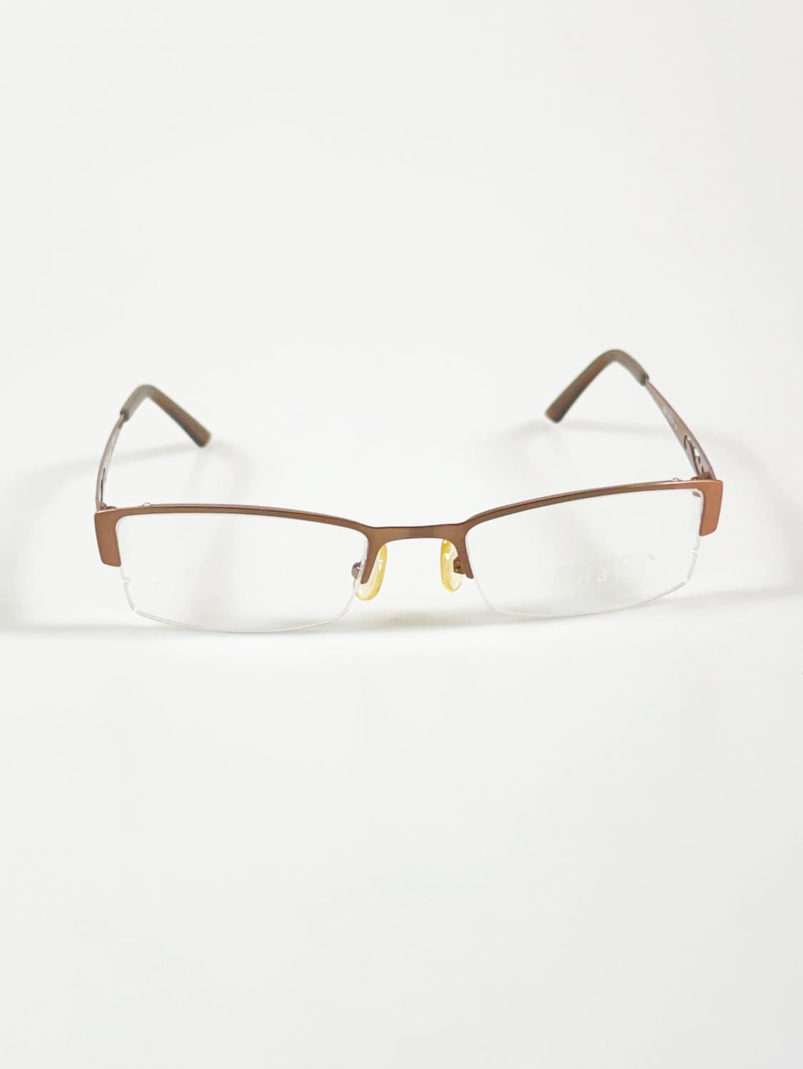 HARU 브라운 반무테 스퀘어 메탈 프레임 빈티지 안경 상품이미지2