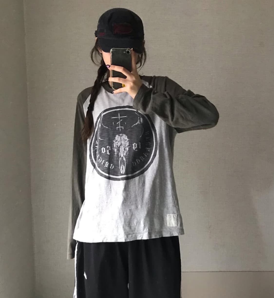 버카루 빈티지 카키 그레이 배색 나그랑 롱슬리브 상품이미지4