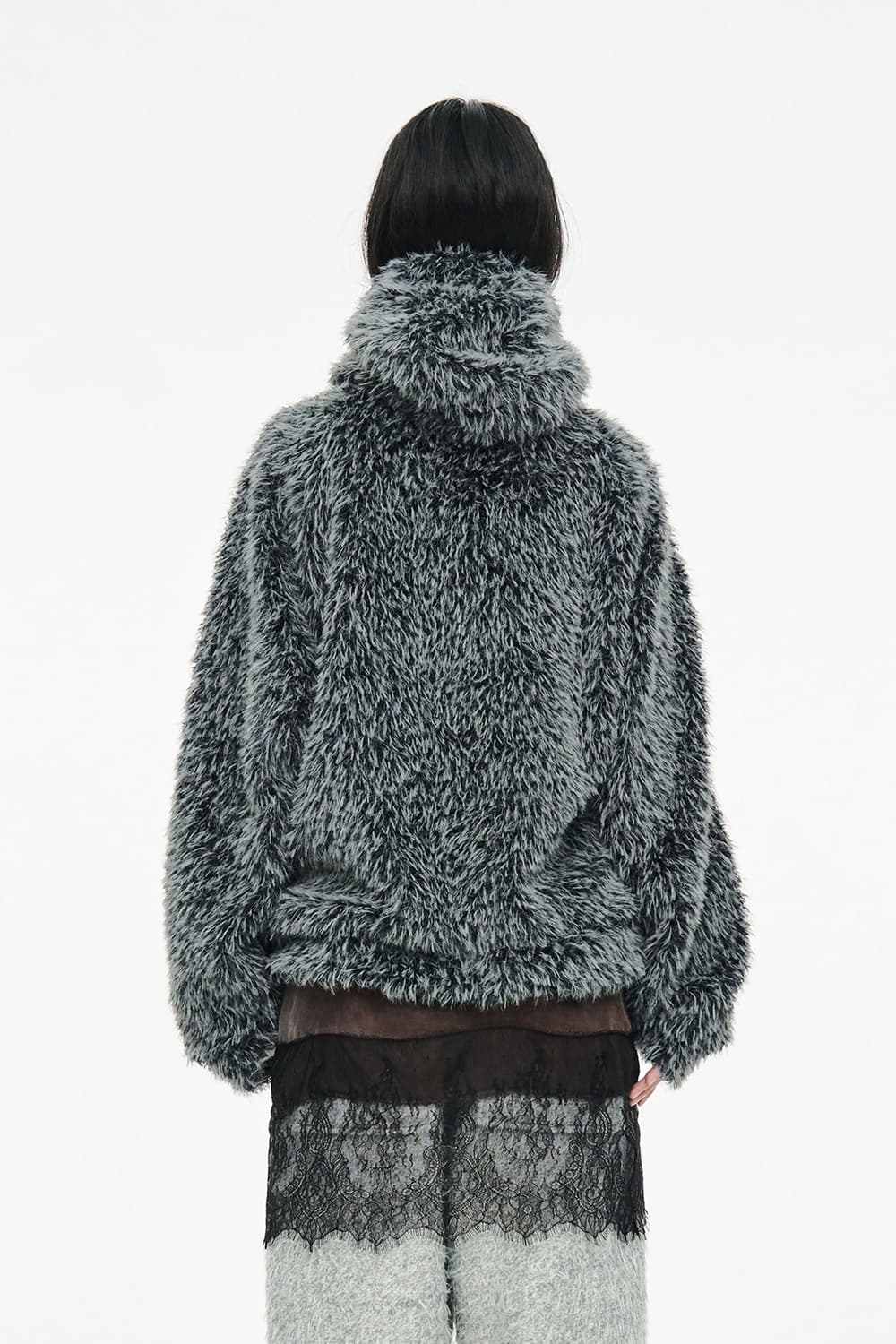 HAIRY BALACLAVA ZIP UP / CHARCO 상품이미지4