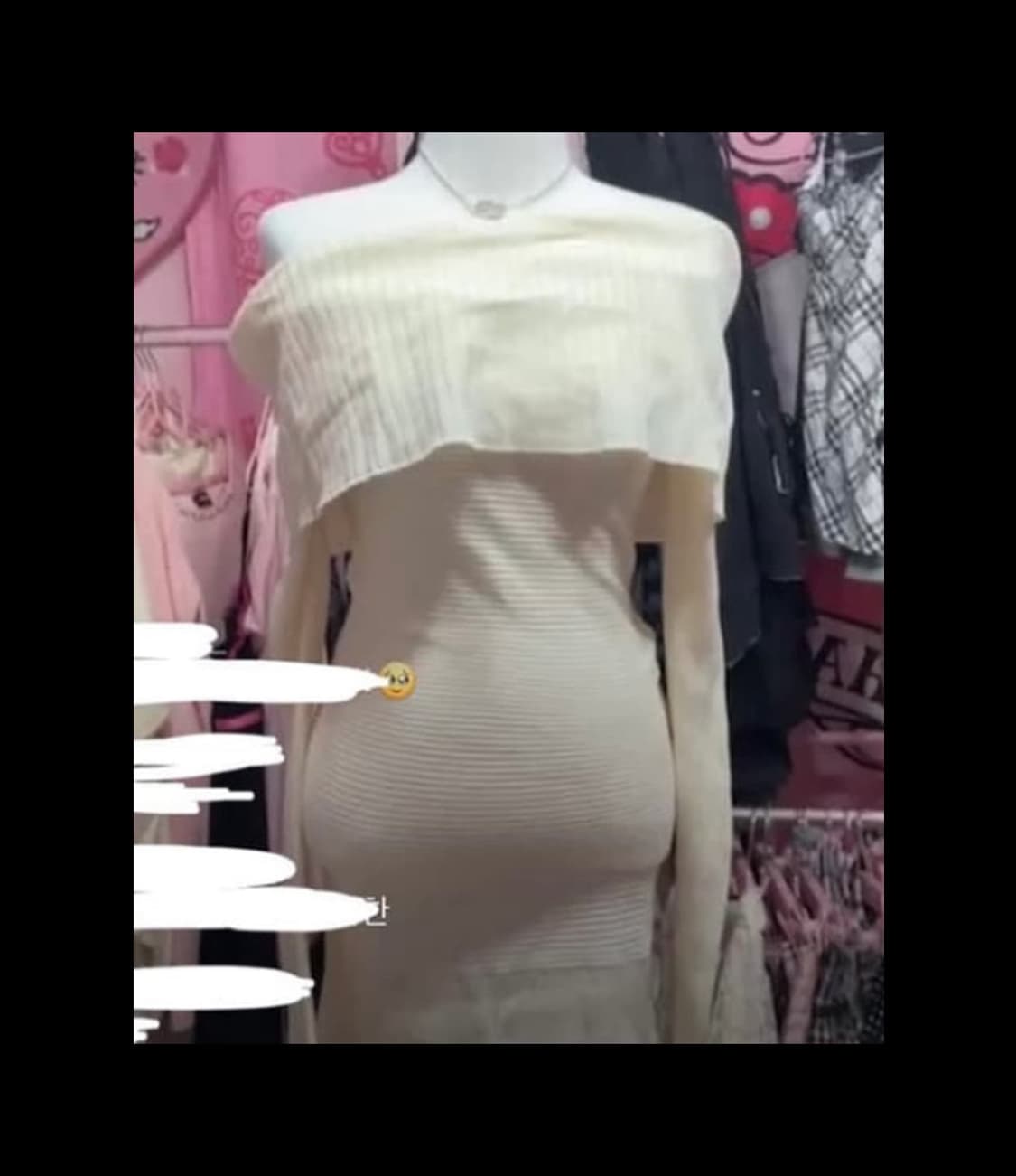 스키니립 오프숄더 미니 원피스 오네갸루 히메갸루 히메카지 옾숄 니트 상품이미지1